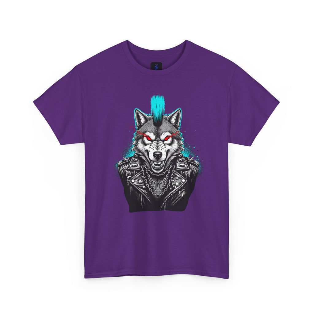 Wolf Punk Graphic Tee — Fierce Tribal Wolf Illustration T-Shirt 80's Rebel Fashion