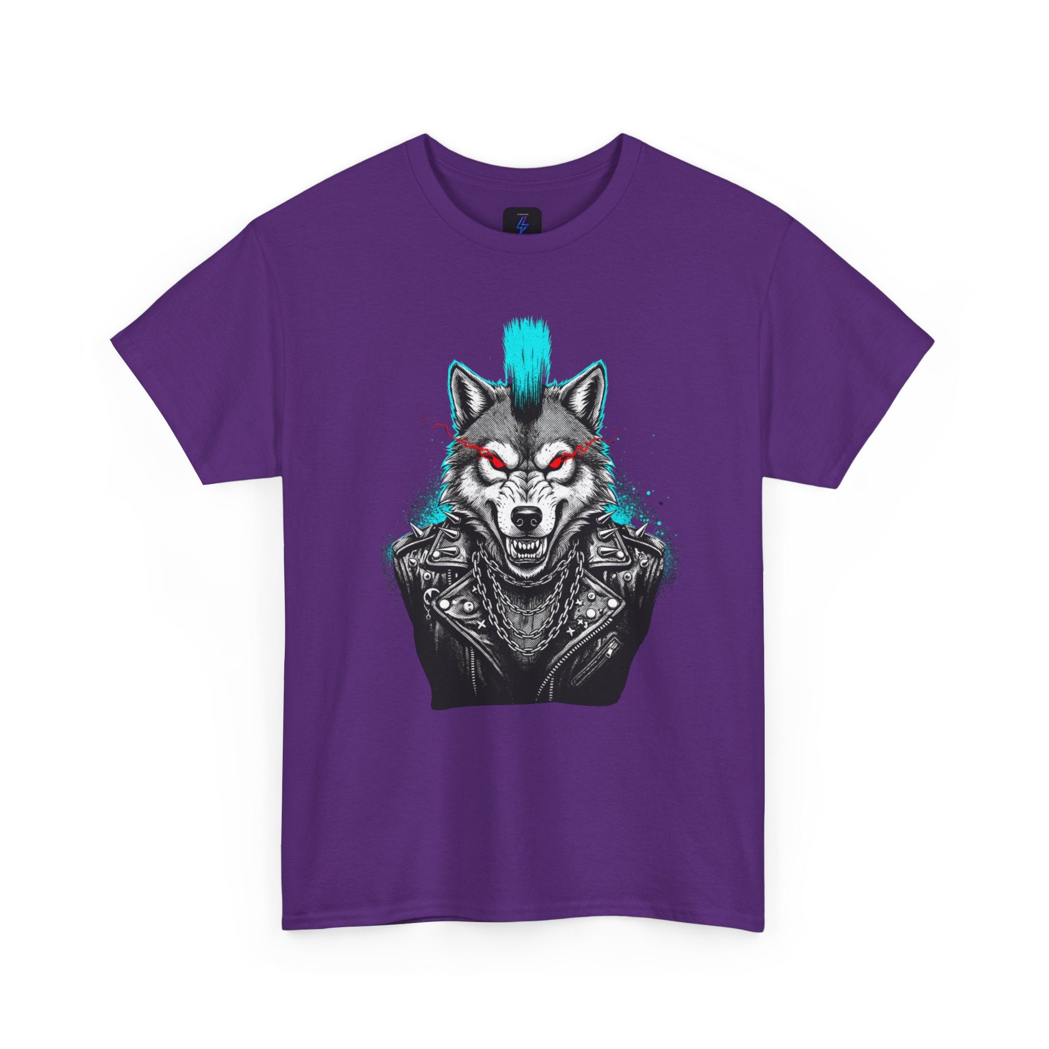 Wolf Punk Graphic Tee — Fierce Tribal Wolf Illustration T-Shirt 80's Rebel Fashion