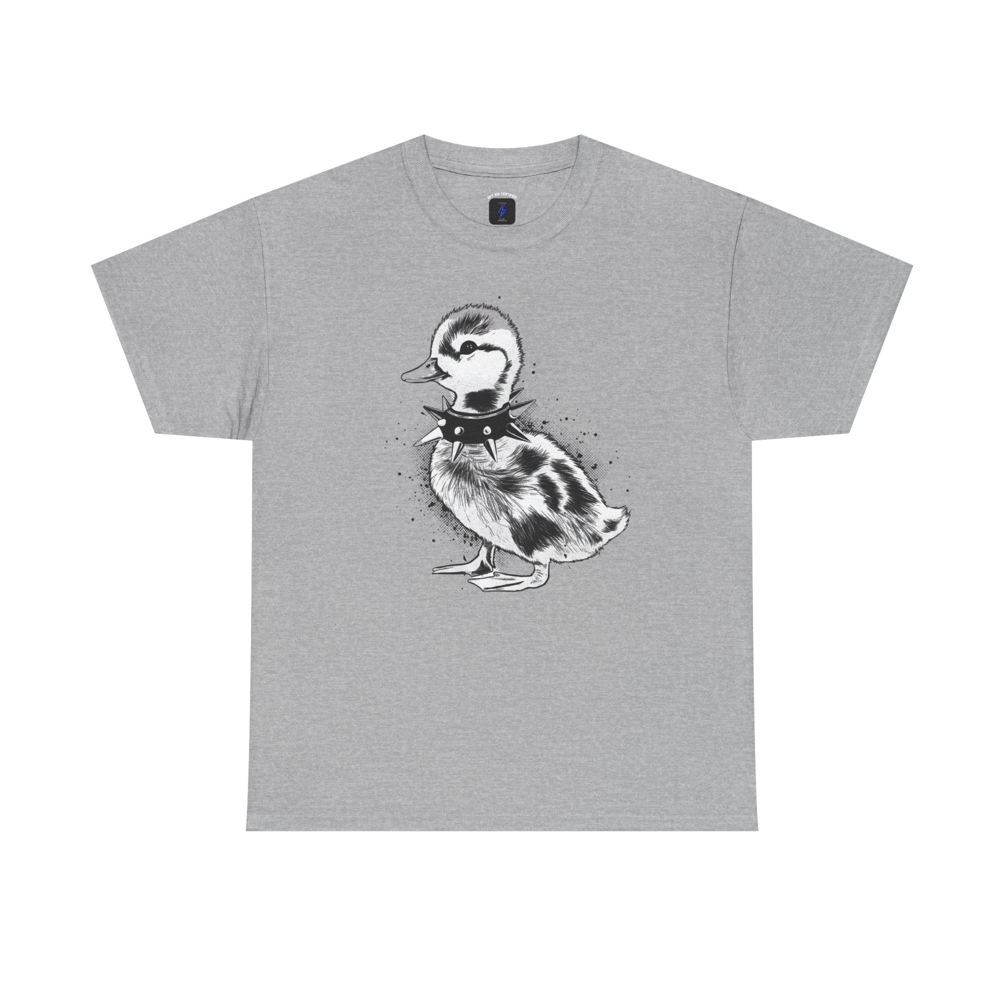 Punk Duckling Sketch T-Shirt — Black & White Watercolor 80s Punk Rock Duck Tee