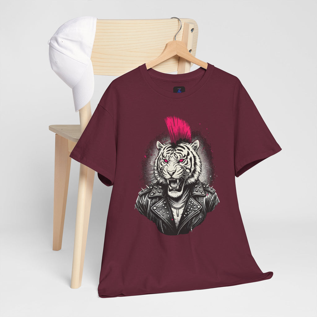 Punk Rock Tiger T-Shirt — Mohawk Tiger Graphic Tee 80's Fashion Rebel