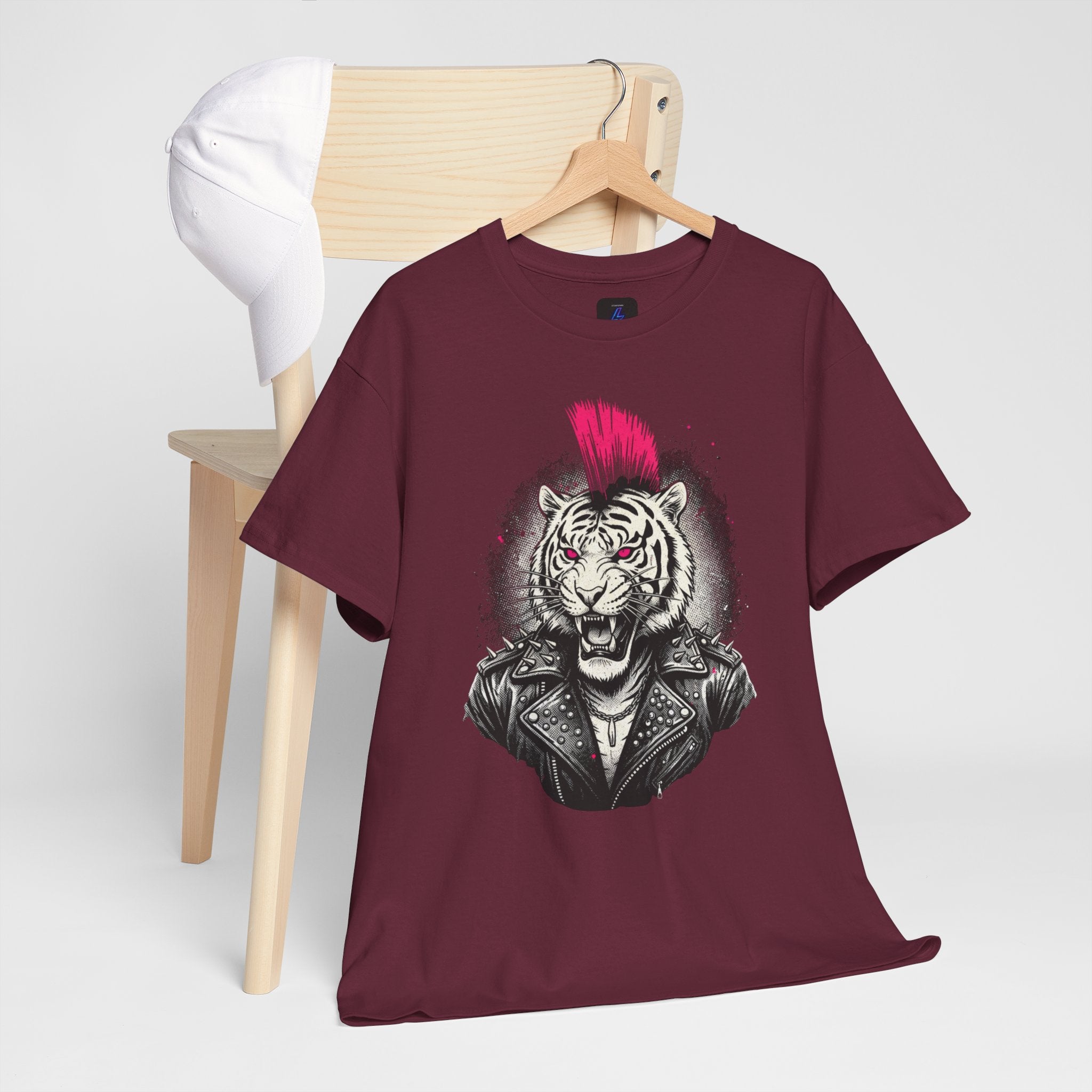 Punk Rock Tiger T-Shirt — Mohawk Tiger Graphic Tee 80's Fashion Rebel