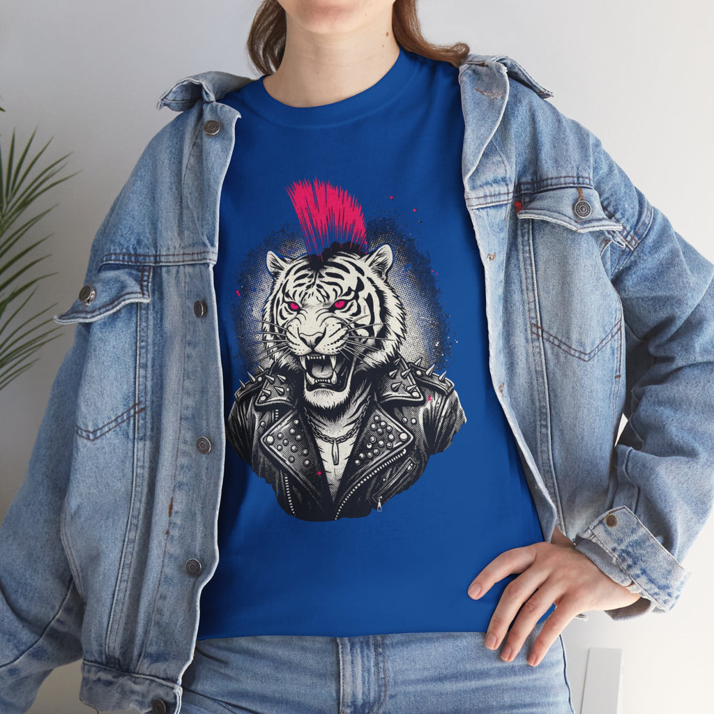 Punk Rock Tiger T-Shirt — Mohawk Tiger Graphic Tee 80's Fashion Rebel