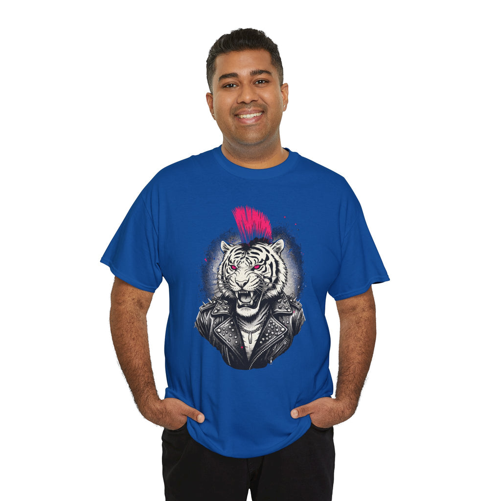 Punk Rock Tiger T-Shirt — Mohawk Tiger Graphic Tee 80's Fashion Rebel
