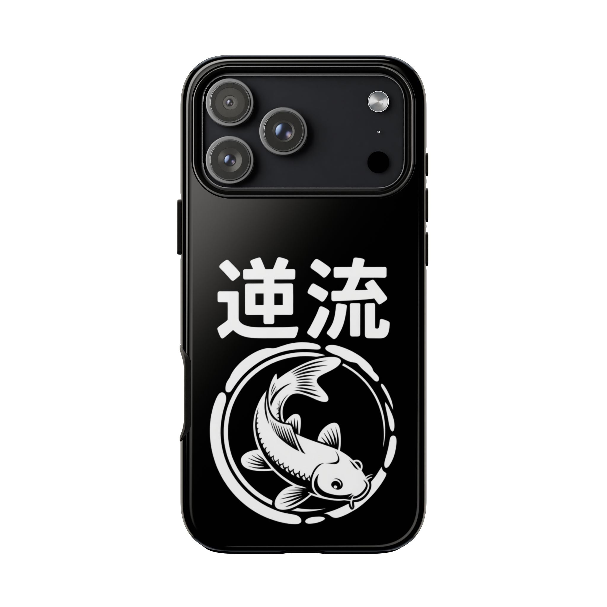 Koi '逆流' Tough Phone Case — Black Protective iPhone Cover - 80s Design
