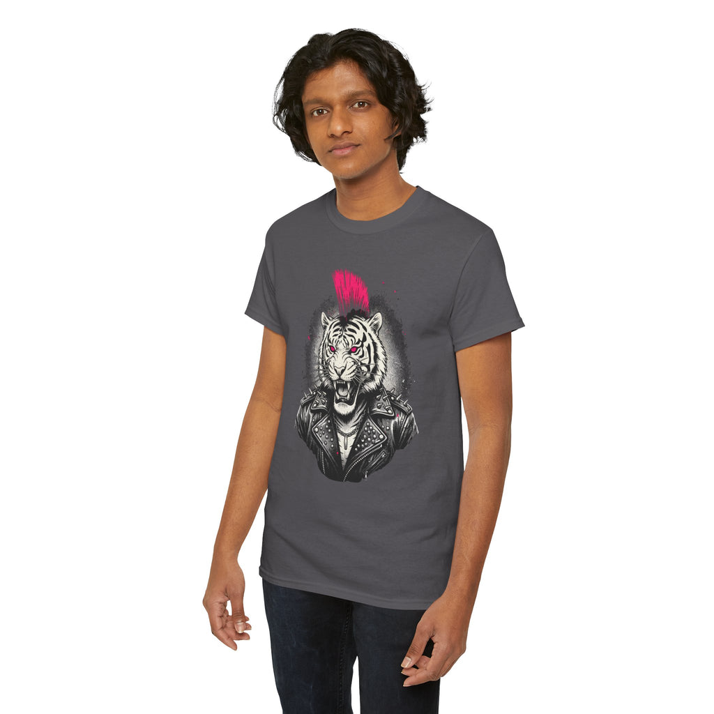 Punk Rock Tiger T-Shirt — Mohawk Tiger Graphic Tee 80's Fashion Rebel