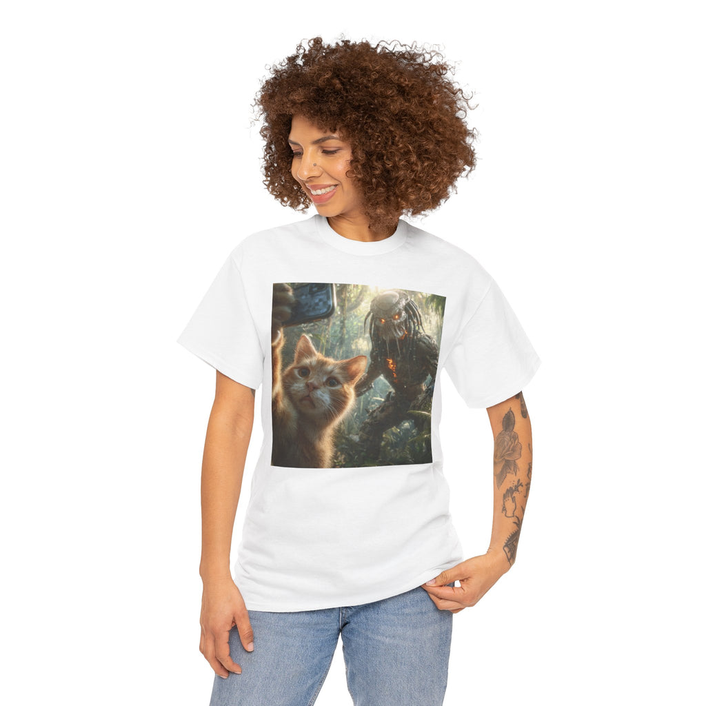 Cat Selfie with Monster Tee | Fantasy Creature Forest Shirt