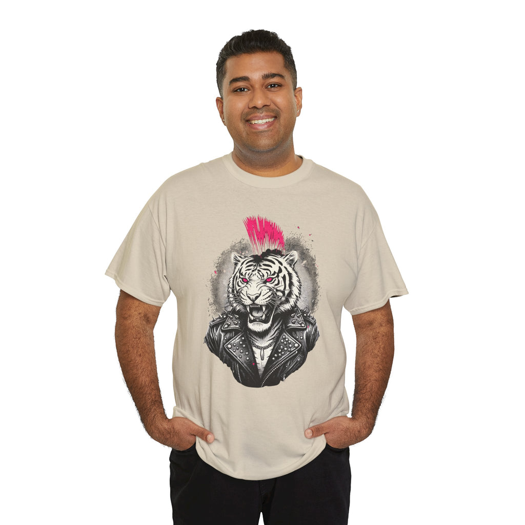 Punk Rock Tiger T-Shirt — Mohawk Tiger Graphic Tee 80's Fashion Rebel