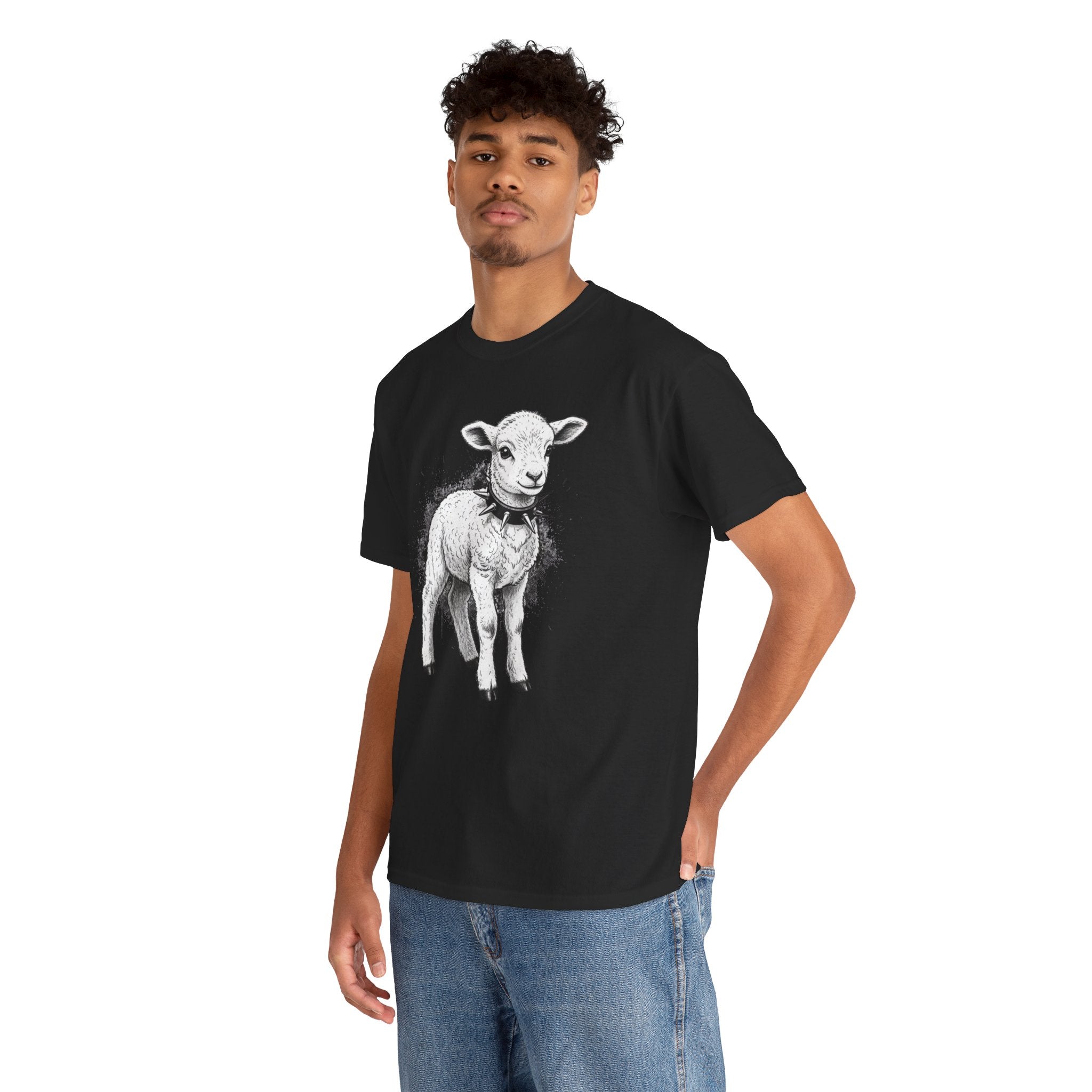 80s Punk Rock Lamb Illustration Tee — Vintage Baby Sheep Graphic T-Shirt