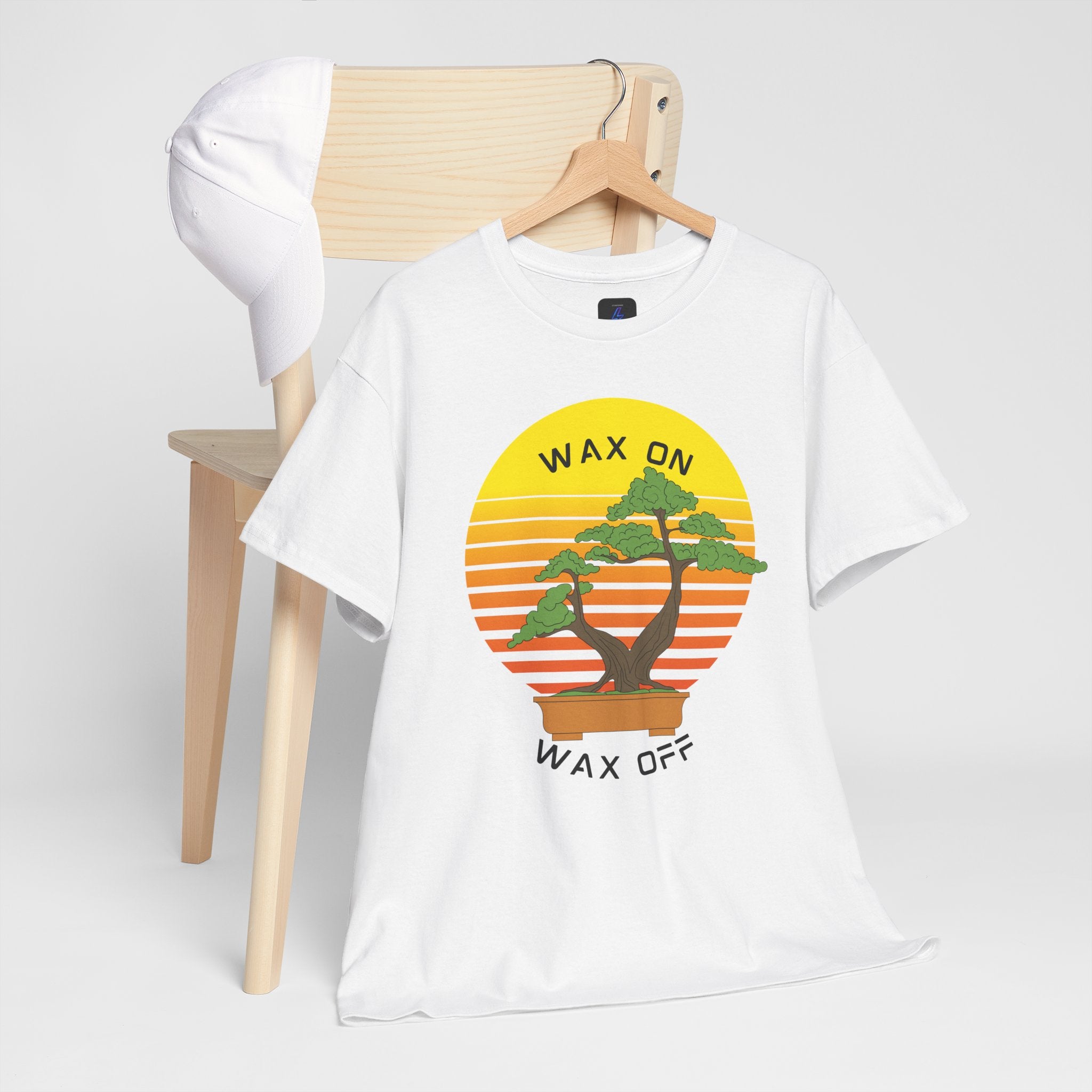 Wax On Wax Off Bonsai Tee — Retro Sunset Martial Arts T‑Shirt K-Kid Retro 80's