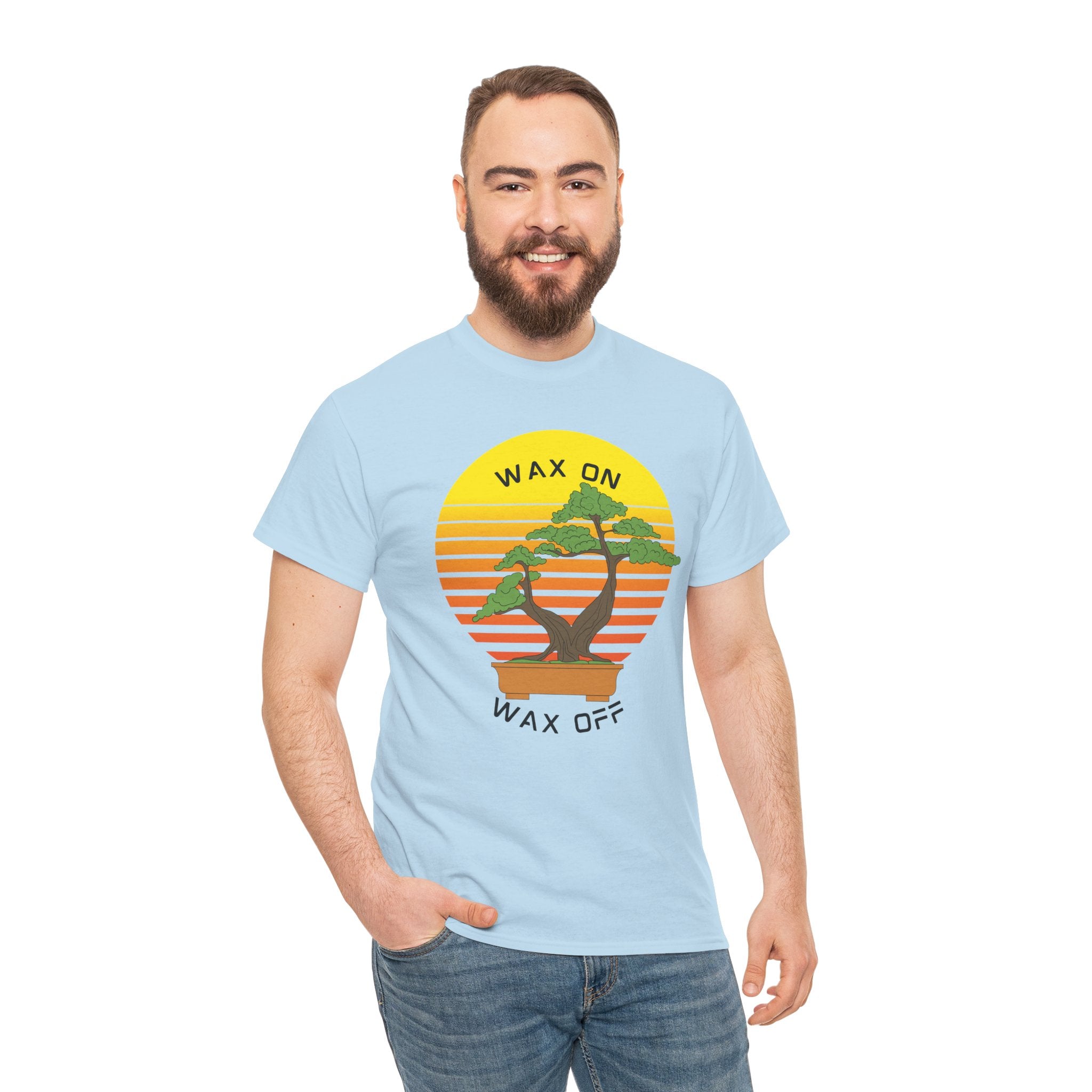 Wax On Wax Off Bonsai Tee — Retro Sunset Martial Arts T‑Shirt K-Kid Retro 80's