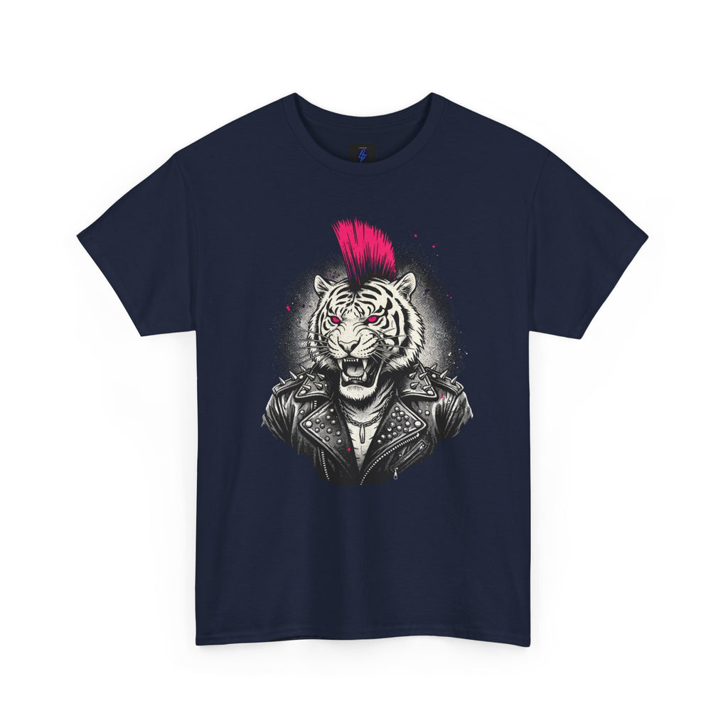 Punk Rock Tiger T-Shirt — Mohawk Tiger Graphic Tee 80's Fashion Rebel