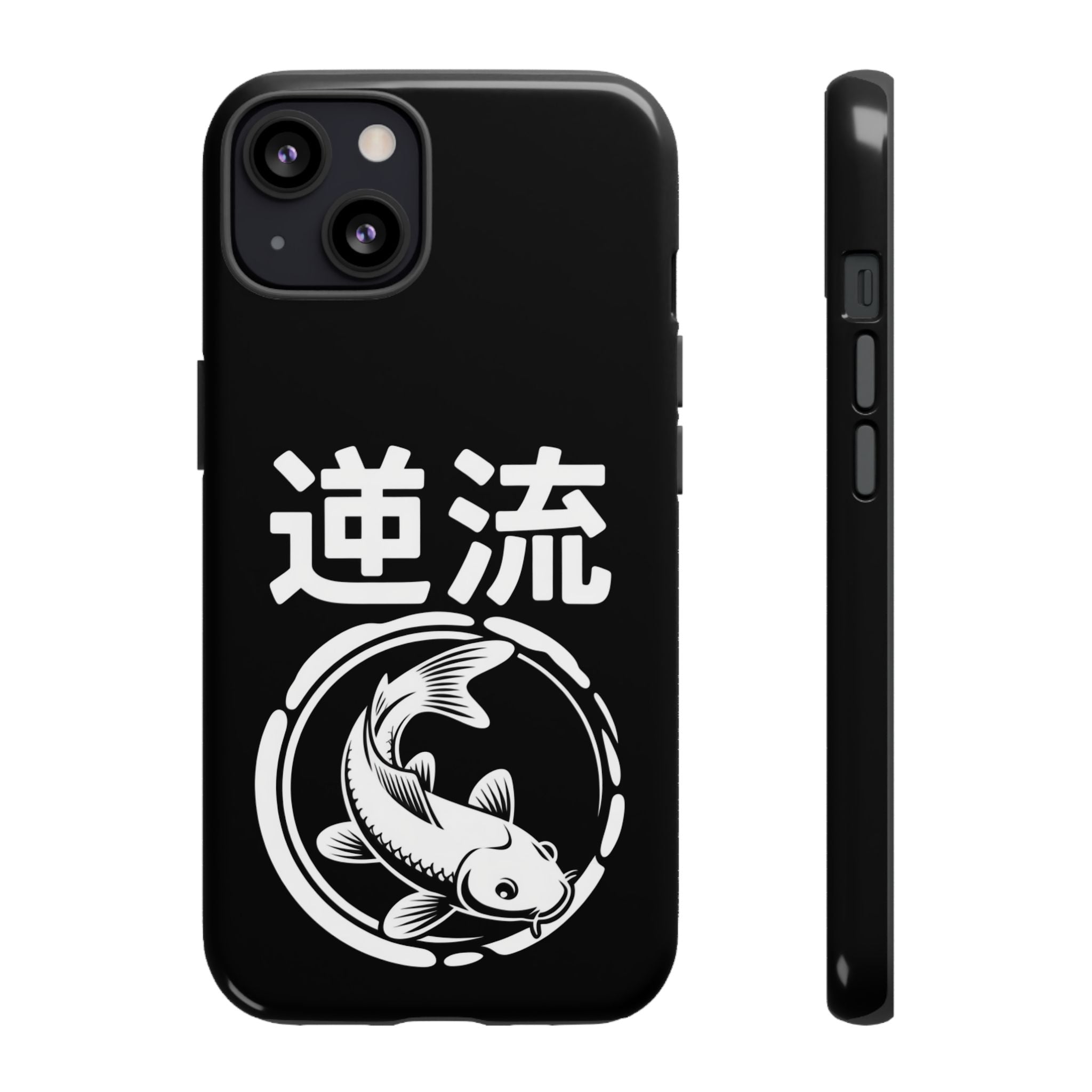 Koi '逆流' Tough Phone Case — Black Protective iPhone Cover - 80s Design