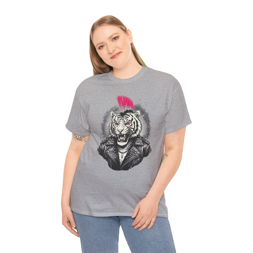 Punk Rock Tiger T-Shirt — Mohawk Tiger Graphic Tee 80's Fashion Rebel