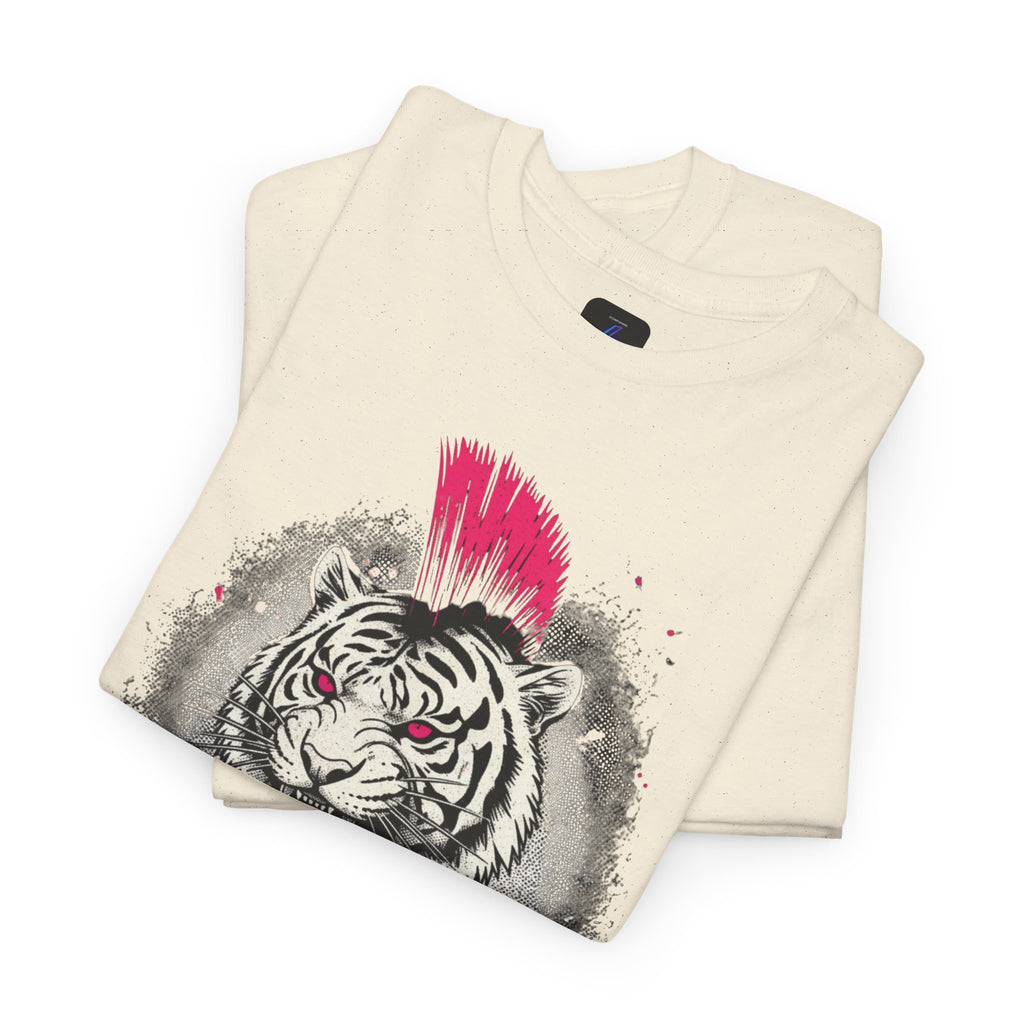 Punk Rock Tiger T-Shirt — Mohawk Tiger Graphic Tee 80's Fashion Rebel