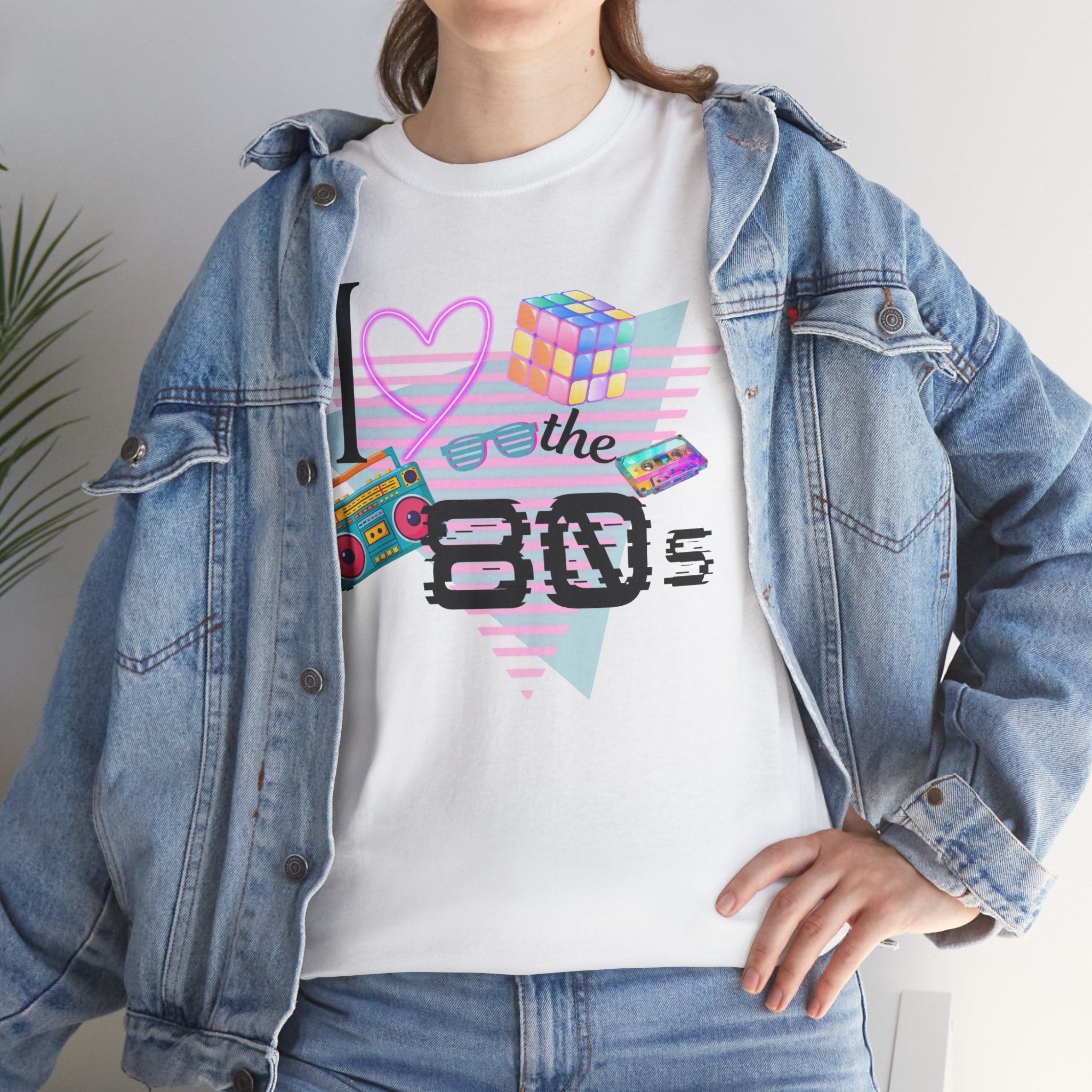 I Love the 80s T-Shirt — Retro Cassette, Rubik’s Cube & Neon Vintage Tee