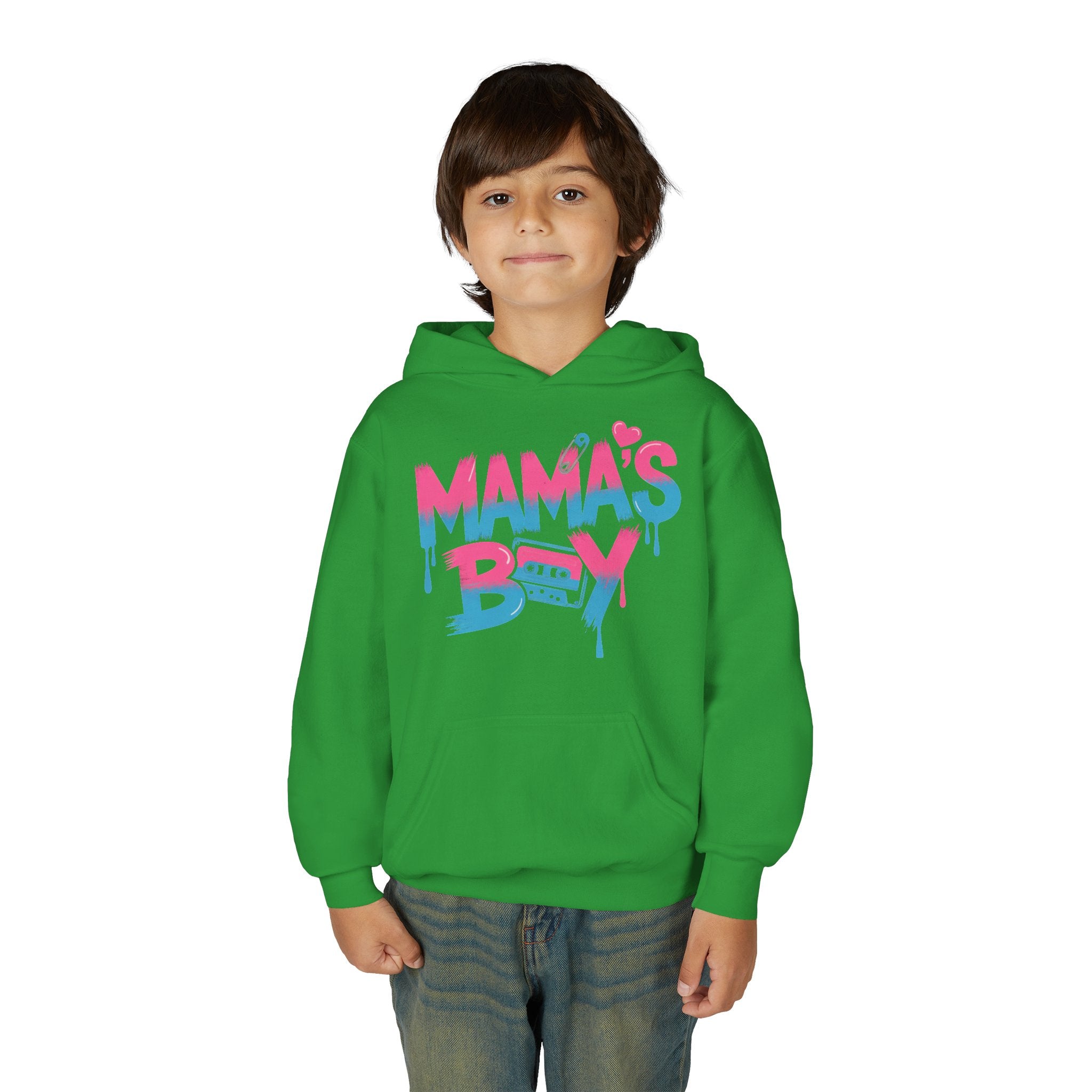 Youth Hoodie — "Mama's Boy" Colorful Drip Graphic Sweatshirt 80s Retro Style