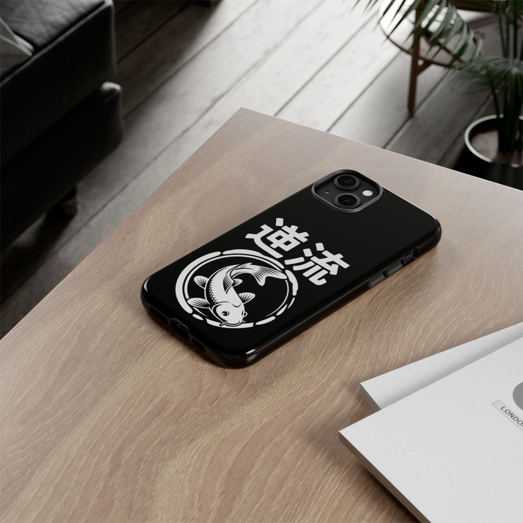 Koi '逆流' Tough Phone Case — Black Protective iPhone Cover - 80s Design
