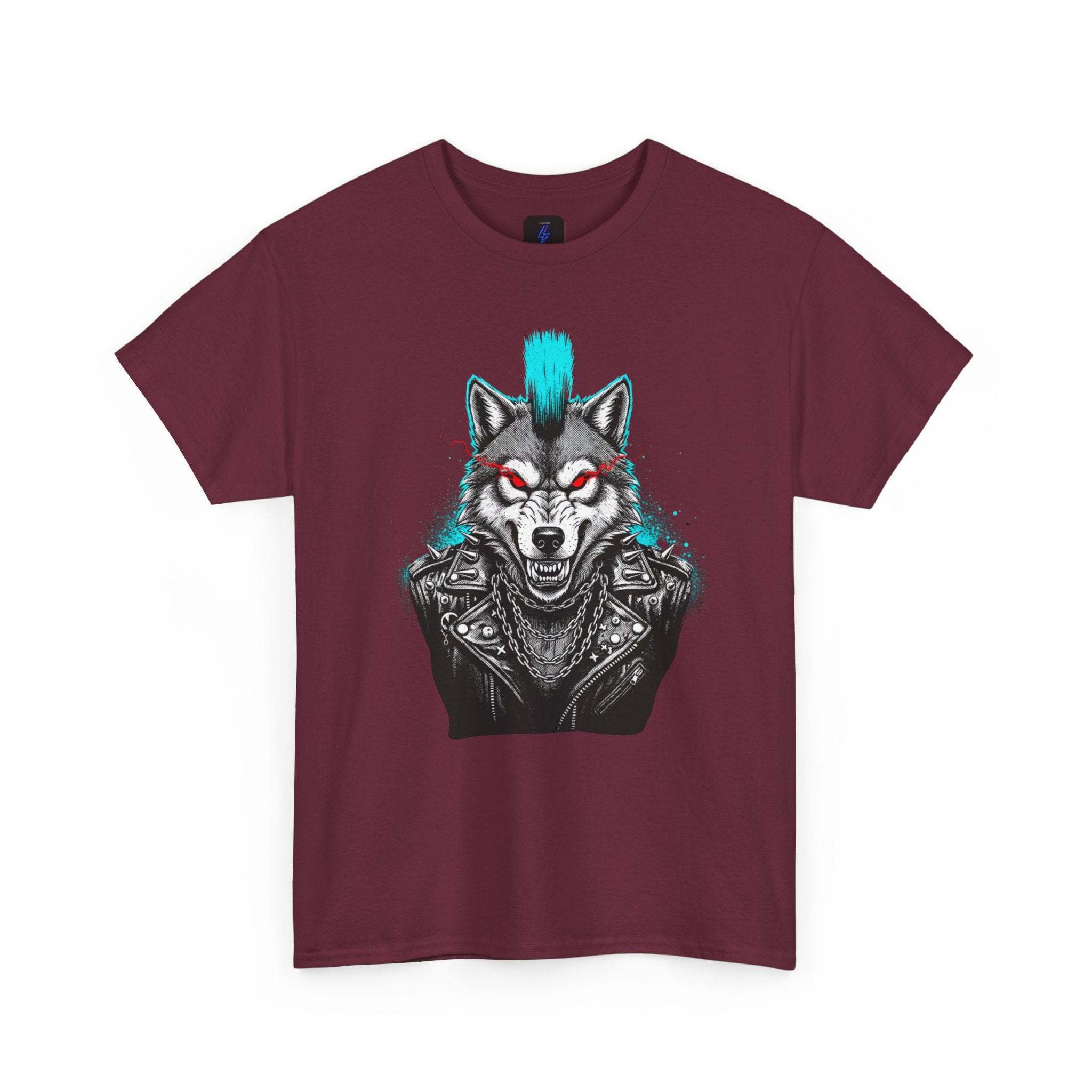 Wolf Punk Graphic Tee — Fierce Tribal Wolf Illustration T-Shirt 80's Rebel Fashion