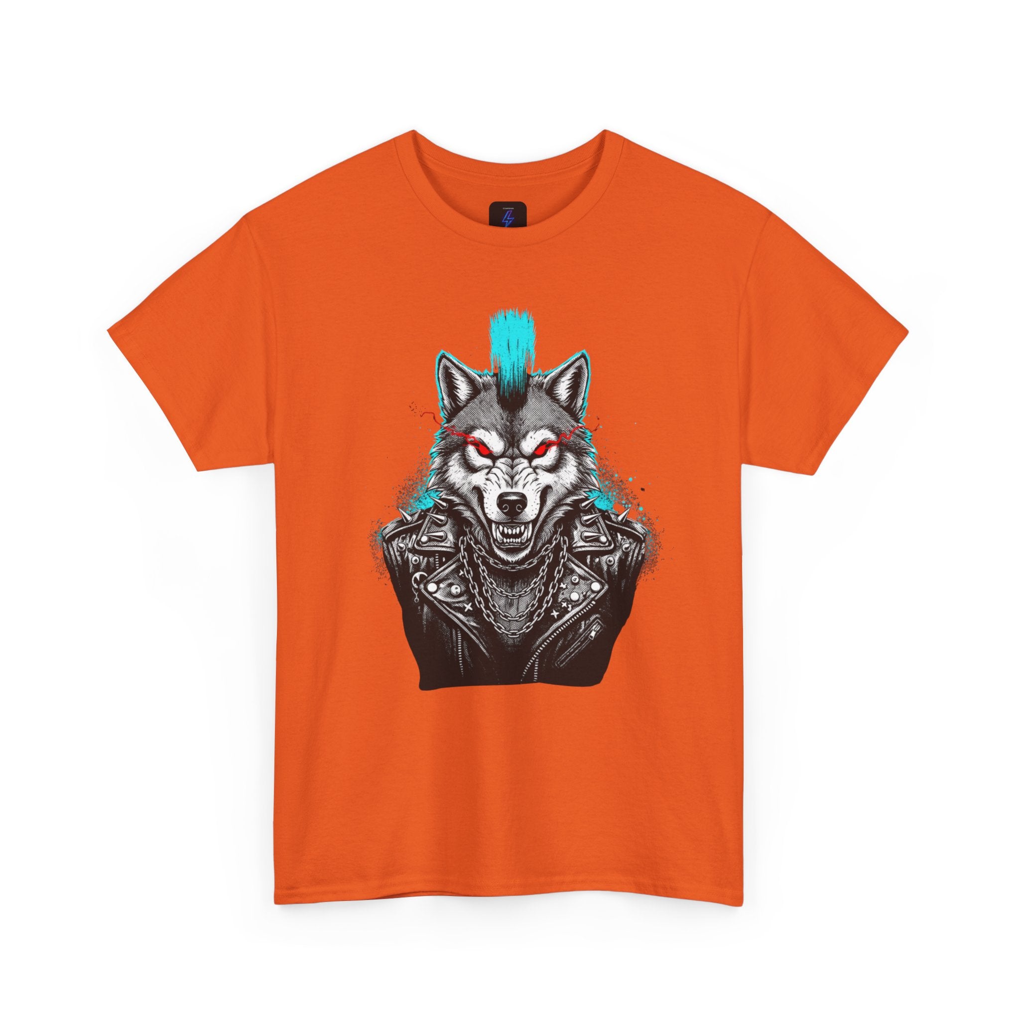 Wolf Punk Graphic Tee — Fierce Tribal Wolf Illustration T-Shirt 80's Rebel Fashion