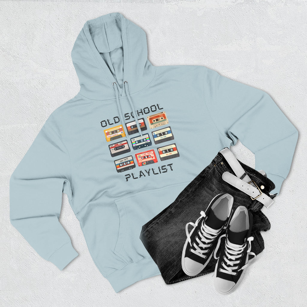 Old School Playlist Hoodie — Retro 80s Cassette Tape Graphic Pullover