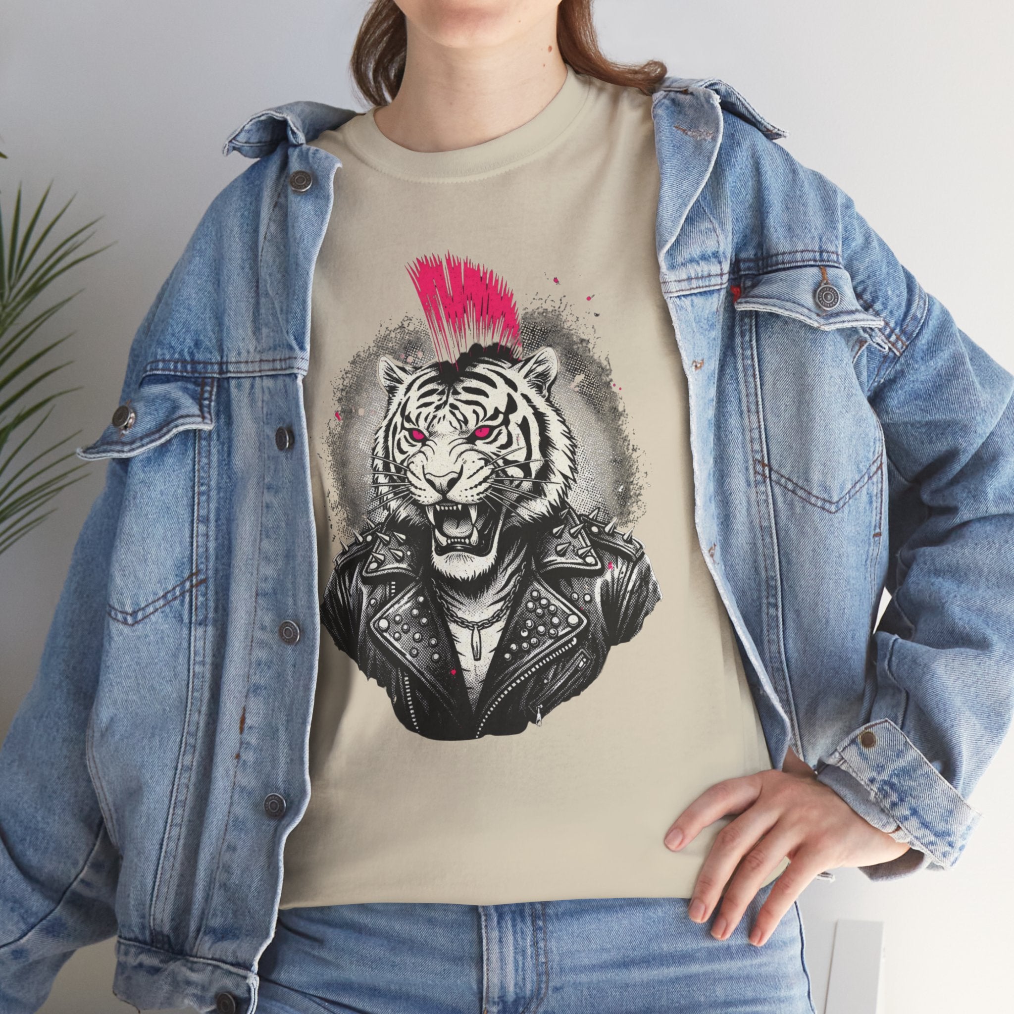 Punk Rock Tiger T-Shirt — Mohawk Tiger Graphic Tee 80's Fashion Rebel