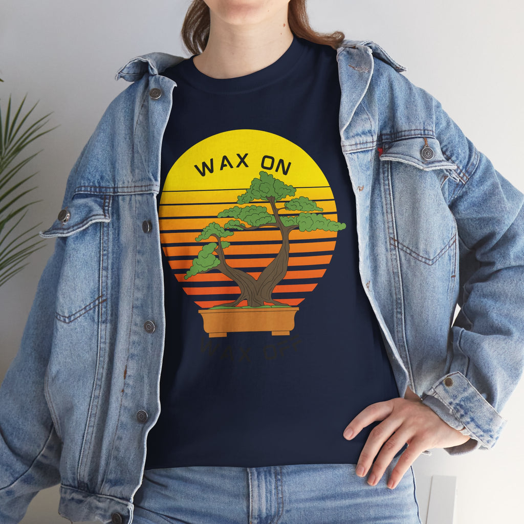 Wax On Wax Off Bonsai Tee — Retro Sunset Martial Arts T‑Shirt K-Kid Retro 80's