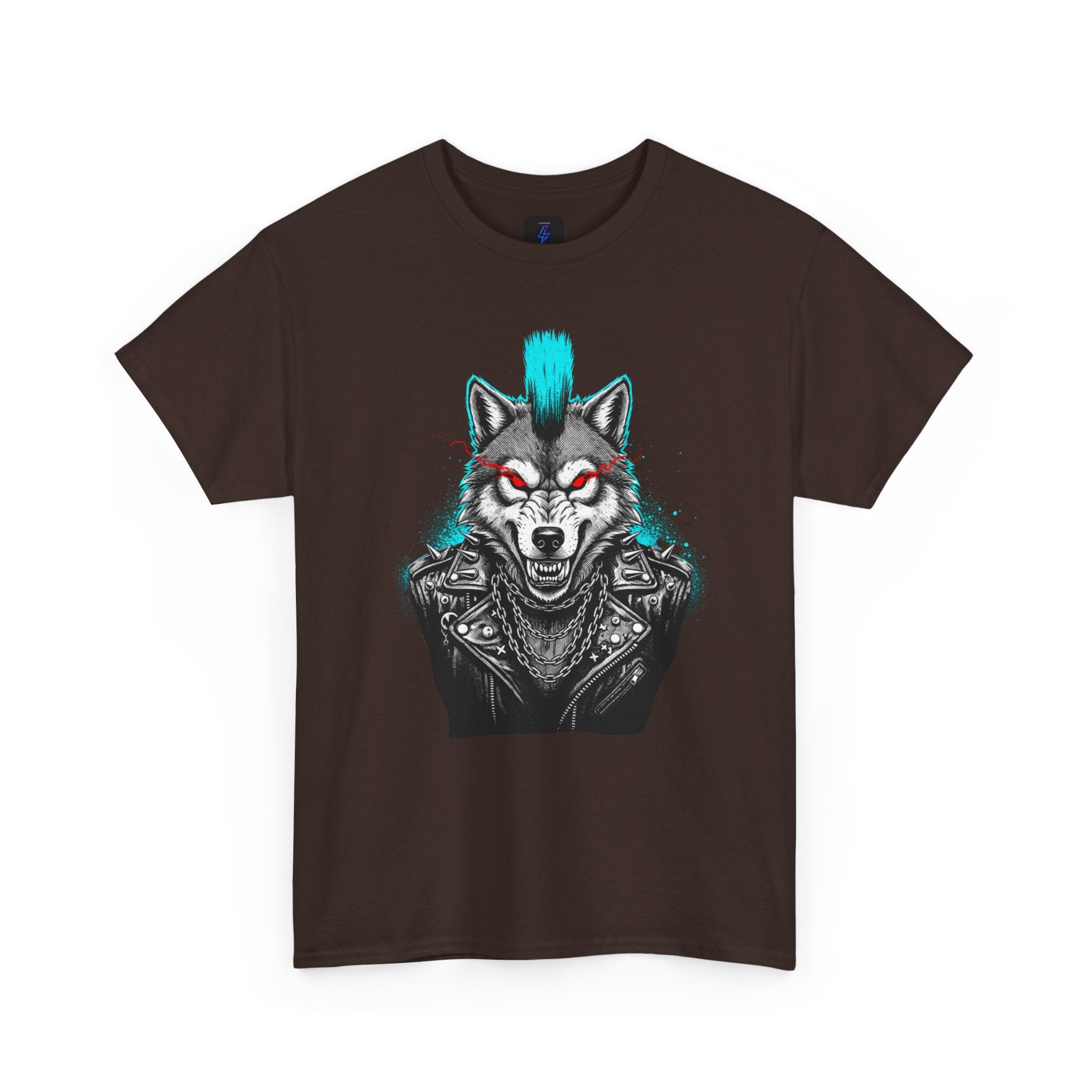 Wolf Punk Graphic Tee — Fierce Tribal Wolf Illustration T-Shirt 80's Rebel Fashion