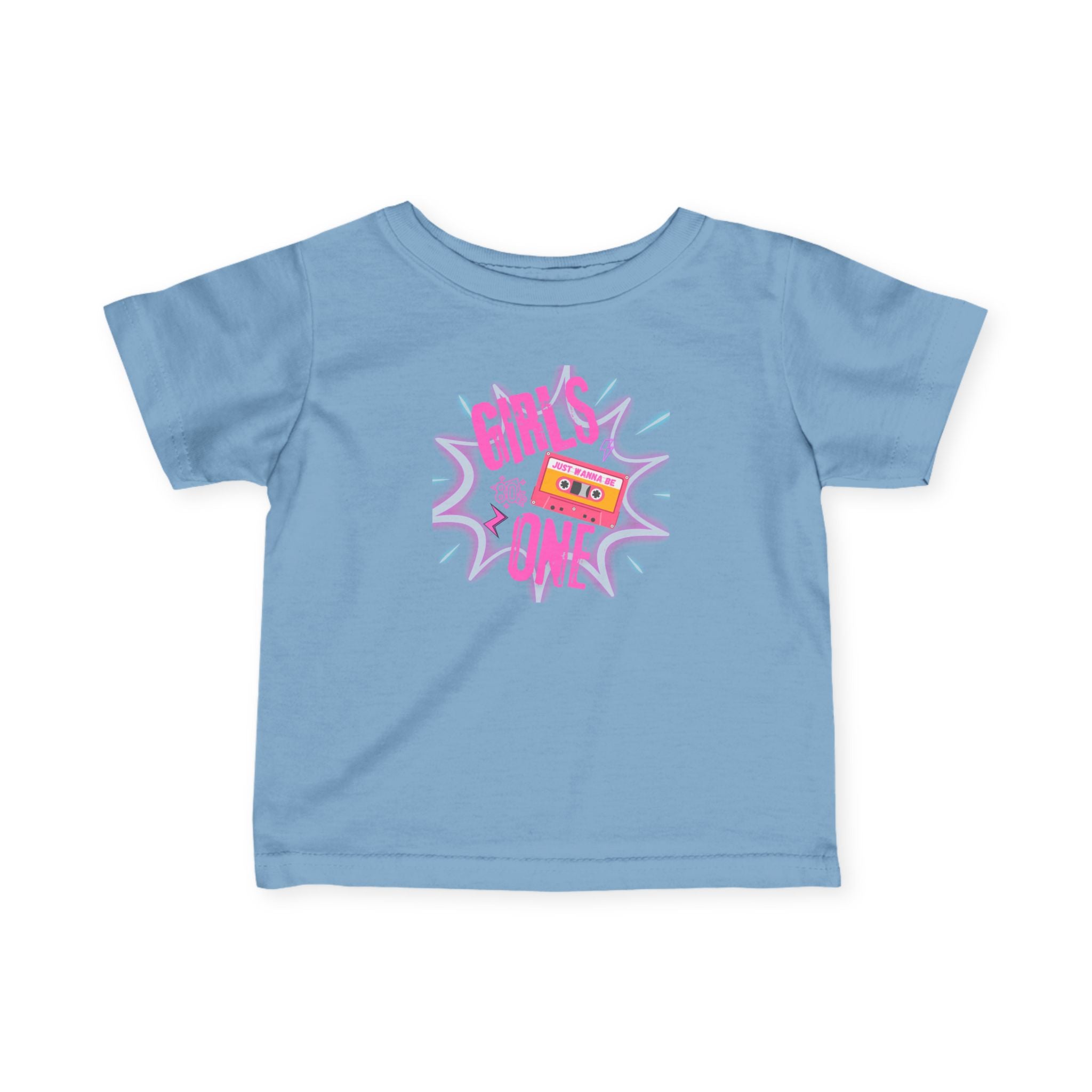 Girls One Infant Tee — 'Girl's One' Retro Cassette Baby T‑Shirt, First Birthday Outfit