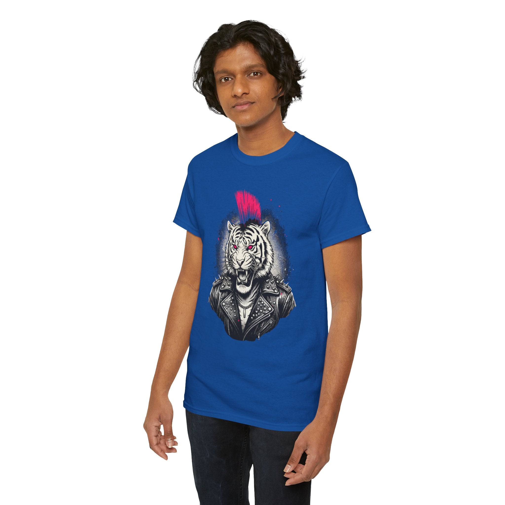 Punk Rock Tiger T-Shirt — Mohawk Tiger Graphic Tee 80's Fashion Rebel