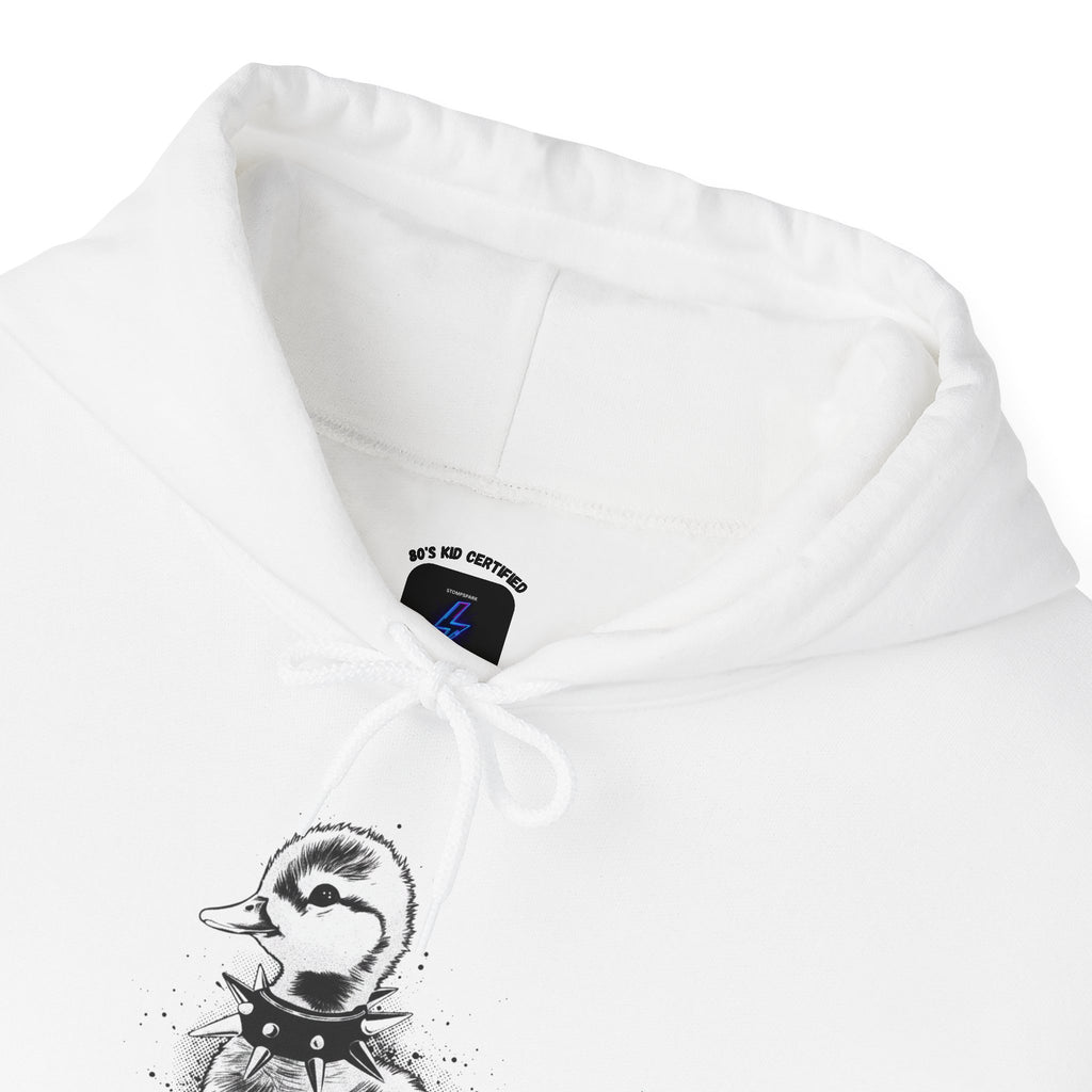 80s Punk Duckling Sketch Hoodie – Vintage Black & White Baby Duck Graphic Sweatshirt