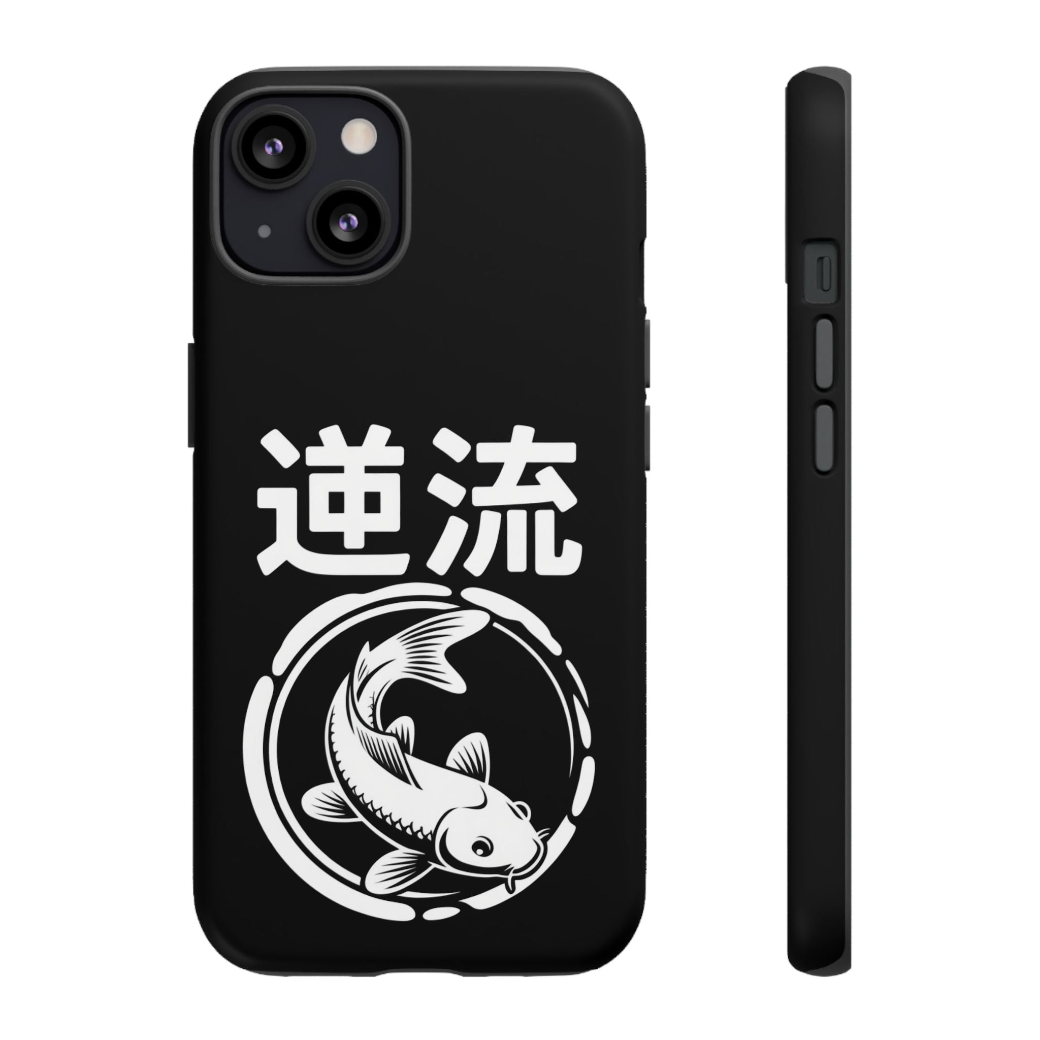 Koi '逆流' Tough Phone Case — Black Protective iPhone Cover - 80s Design