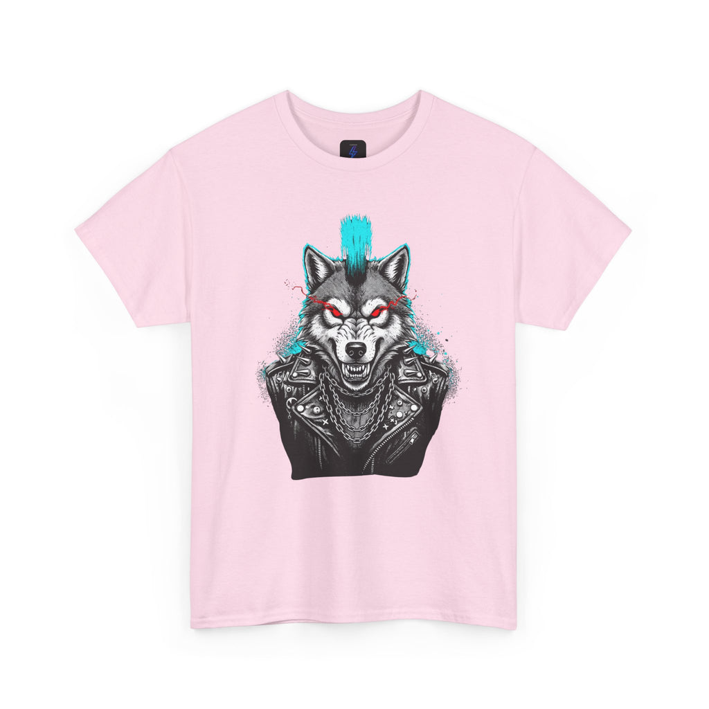 Wolf Punk Graphic Tee — Fierce Tribal Wolf Illustration T-Shirt 80's Rebel Fashion