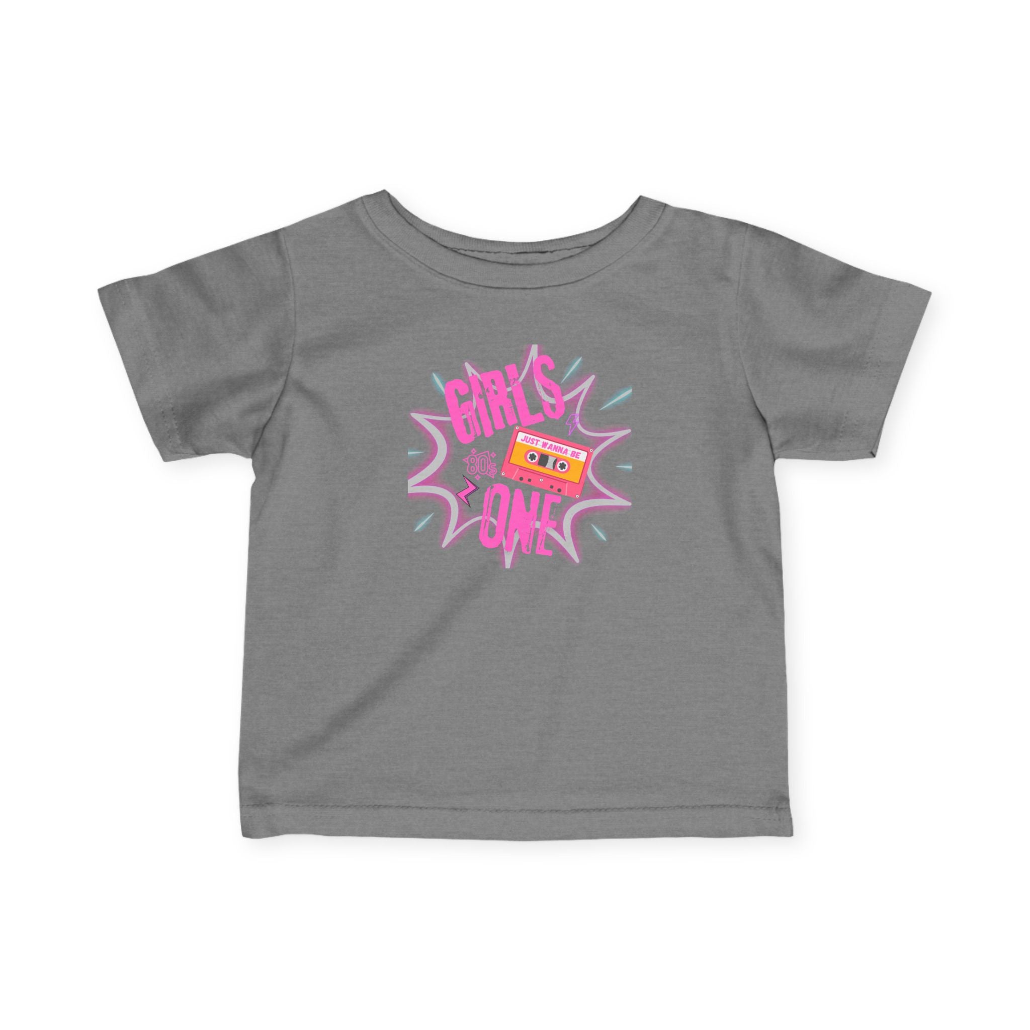 Girls One Infant Tee — 'Girl's One' Retro Cassette Baby T‑Shirt, First Birthday Outfit