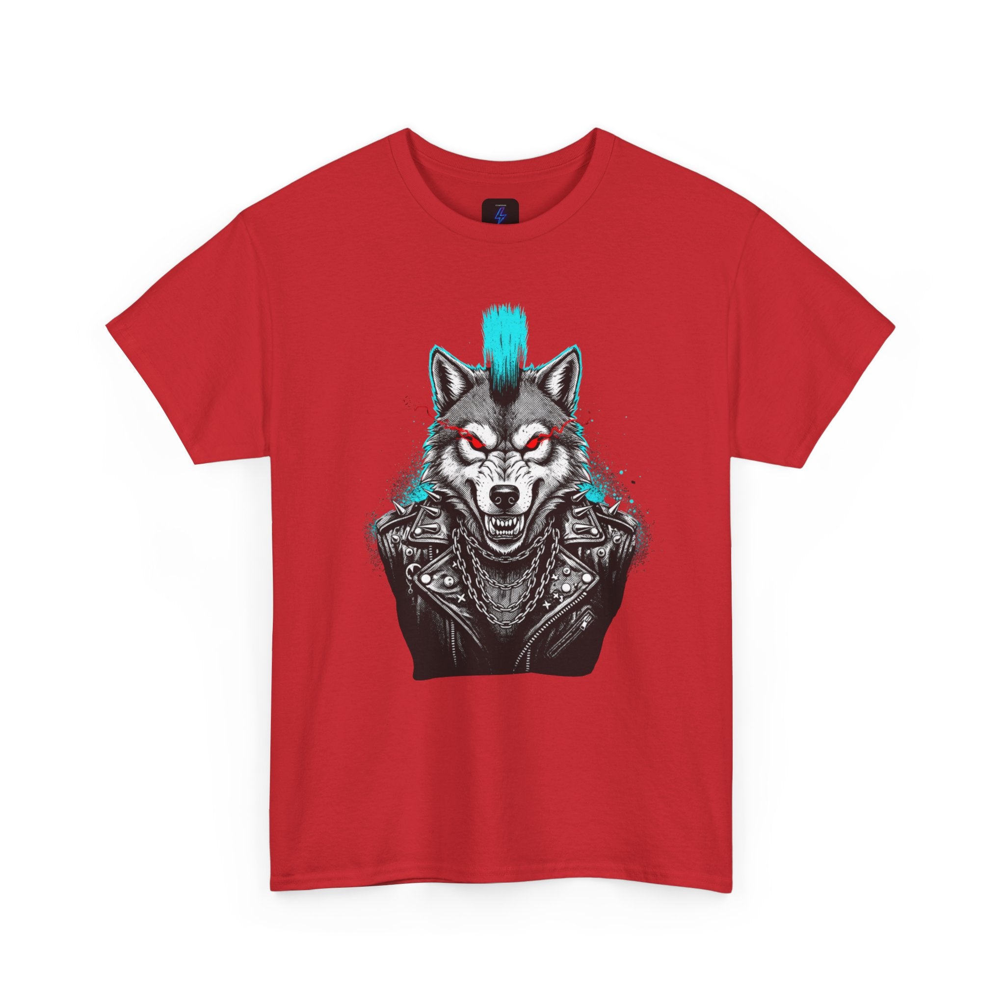 Wolf Punk Graphic Tee — Fierce Tribal Wolf Illustration T-Shirt 80's Rebel Fashion