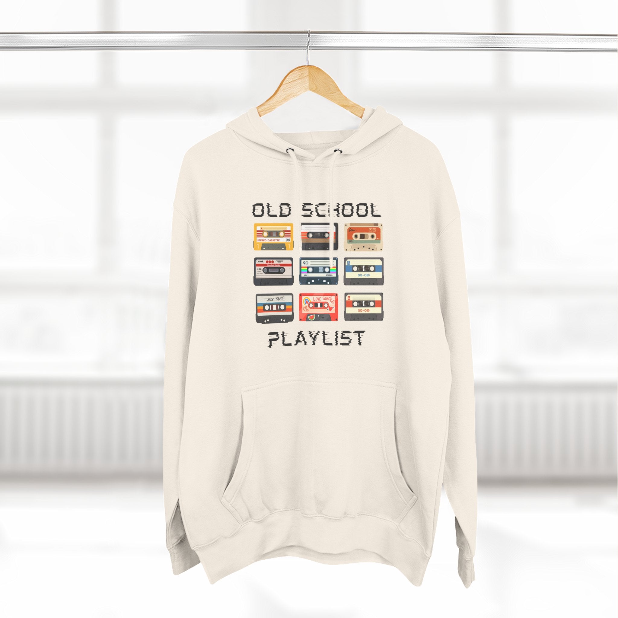 Old School Playlist Hoodie — Retro 80s Cassette Tape Graphic Pullover