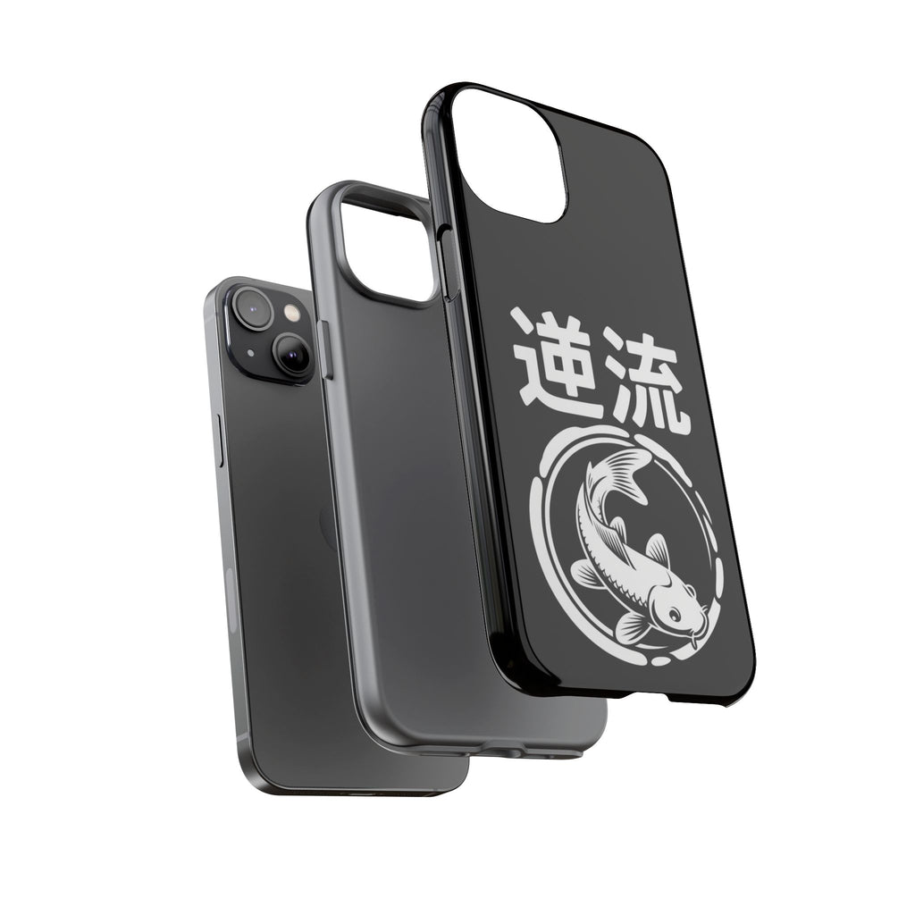 Koi '逆流' Tough Phone Case — Black Protective iPhone Cover - 80s Design