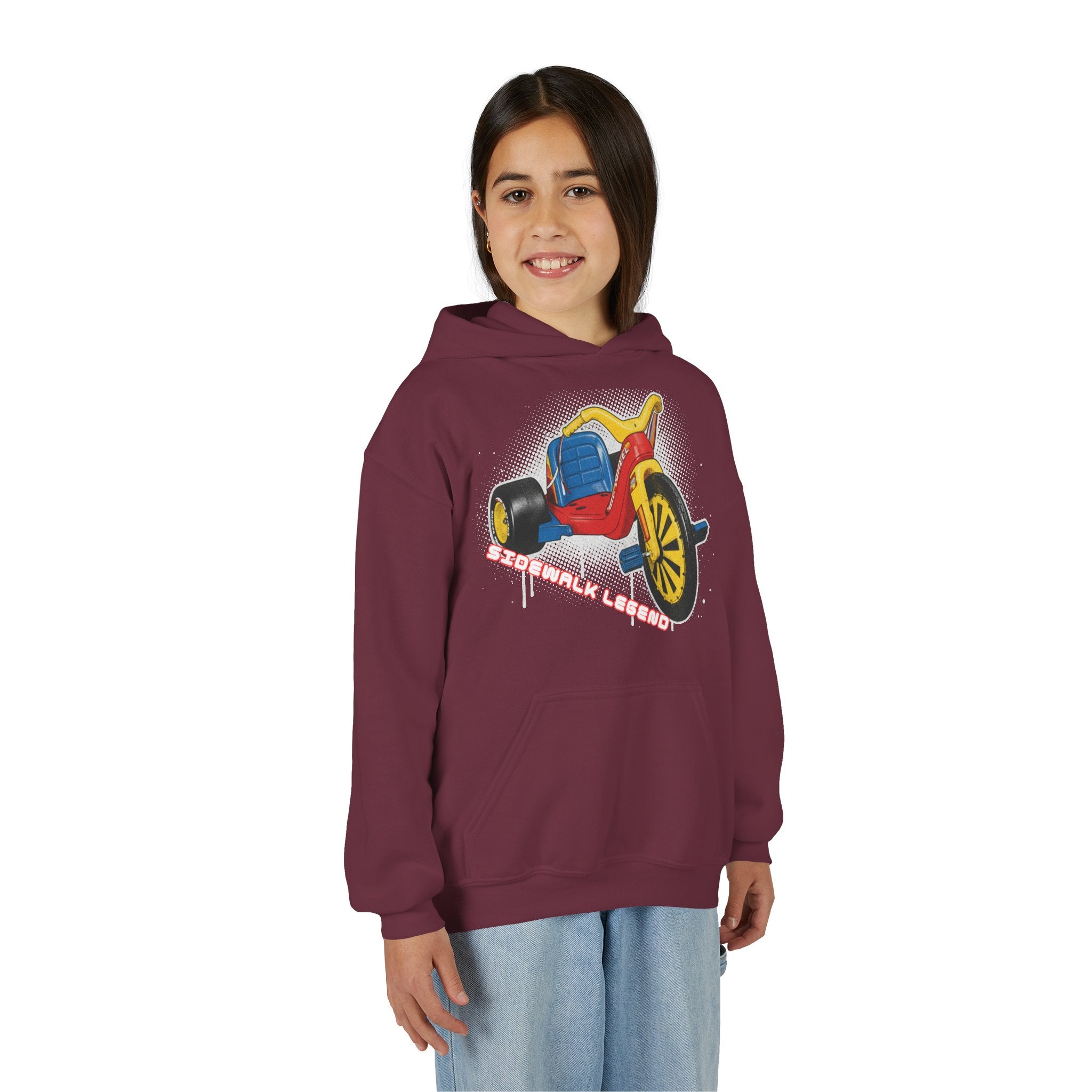 Kids Tricycle Graphic Hoodie — Retro Ride Design (Youth) 80s Fashion