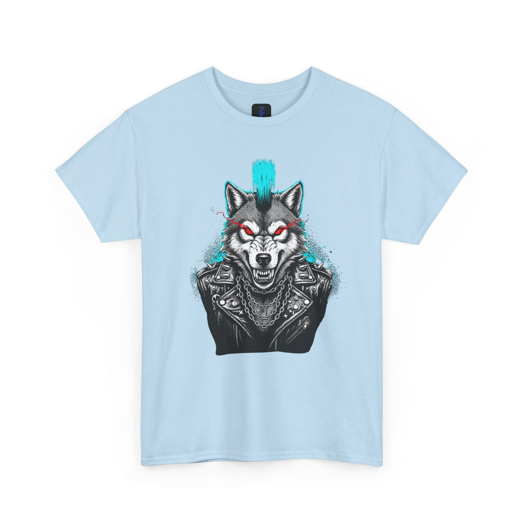 Wolf Punk Graphic Tee — Fierce Tribal Wolf Illustration T-Shirt 80's Rebel Fashion
