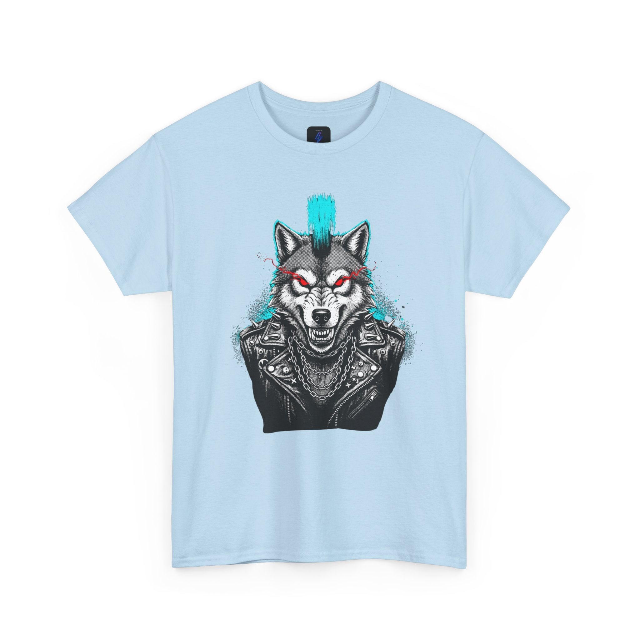 Wolf Punk Graphic Tee — Fierce Tribal Wolf Illustration T-Shirt 80's Rebel Fashion