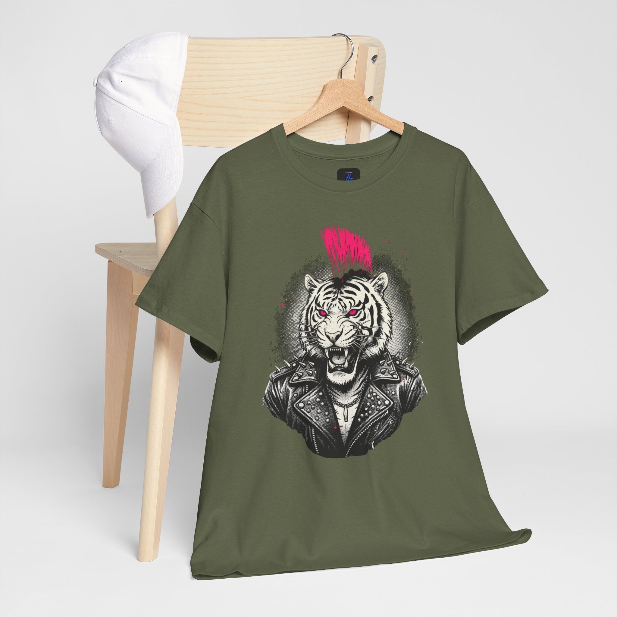Punk Rock Tiger T-Shirt — Mohawk Tiger Graphic Tee 80's Fashion Rebel