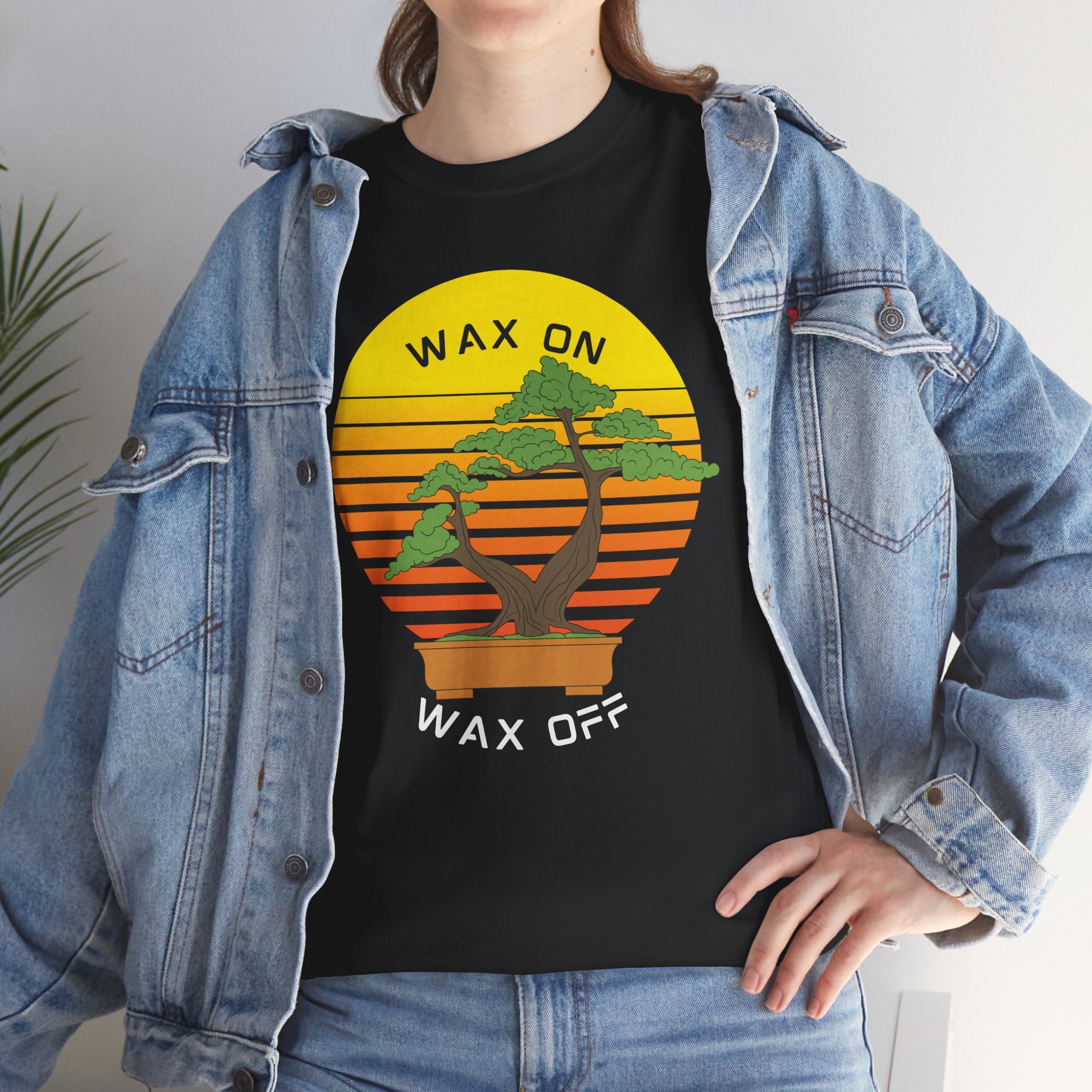 Wax On Wax Off Bonsai Tee — Retro Sunset Martial Arts T‑Shirt K-Kid Retro 80's