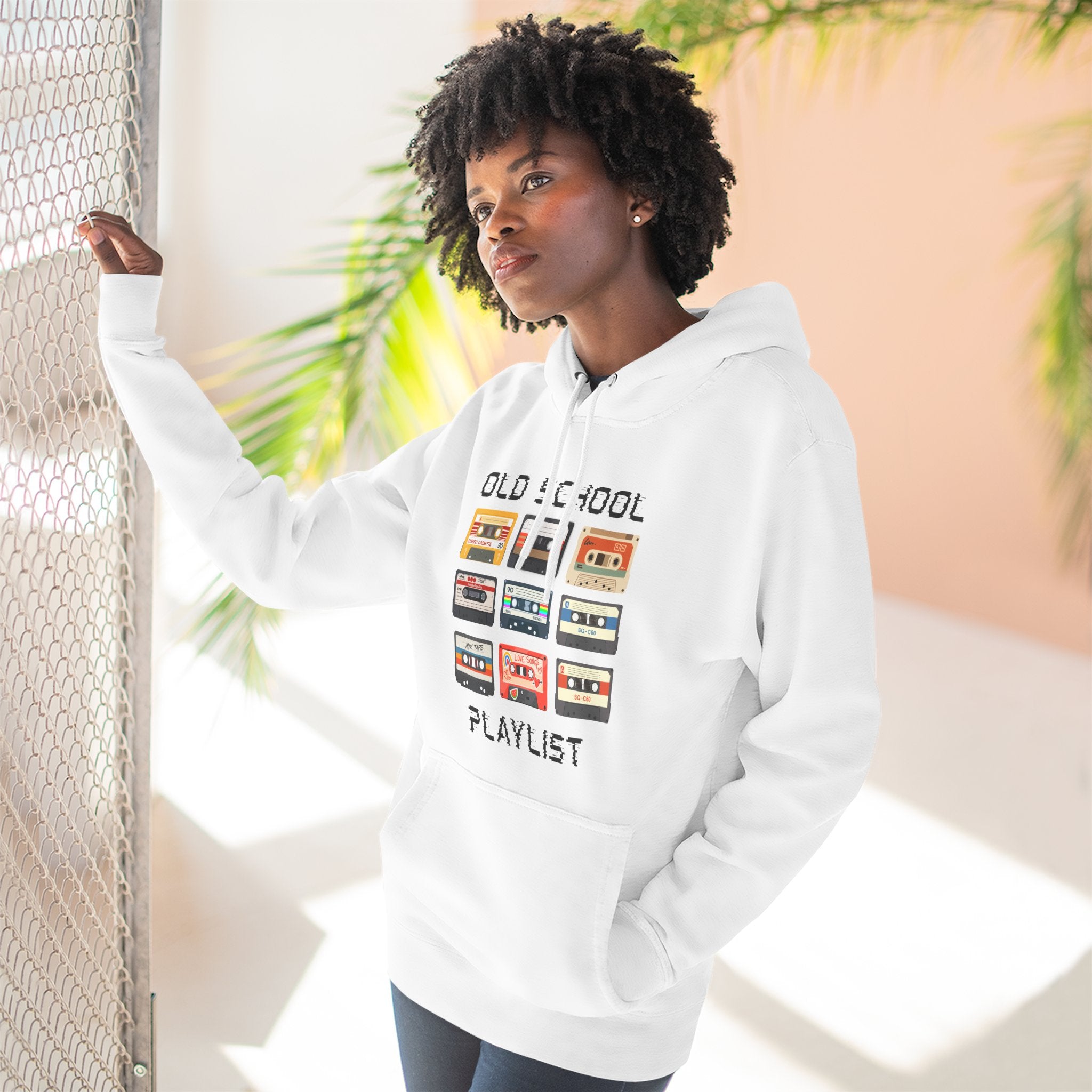 Old School Playlist Hoodie — Retro 80s Cassette Tape Graphic Pullover
