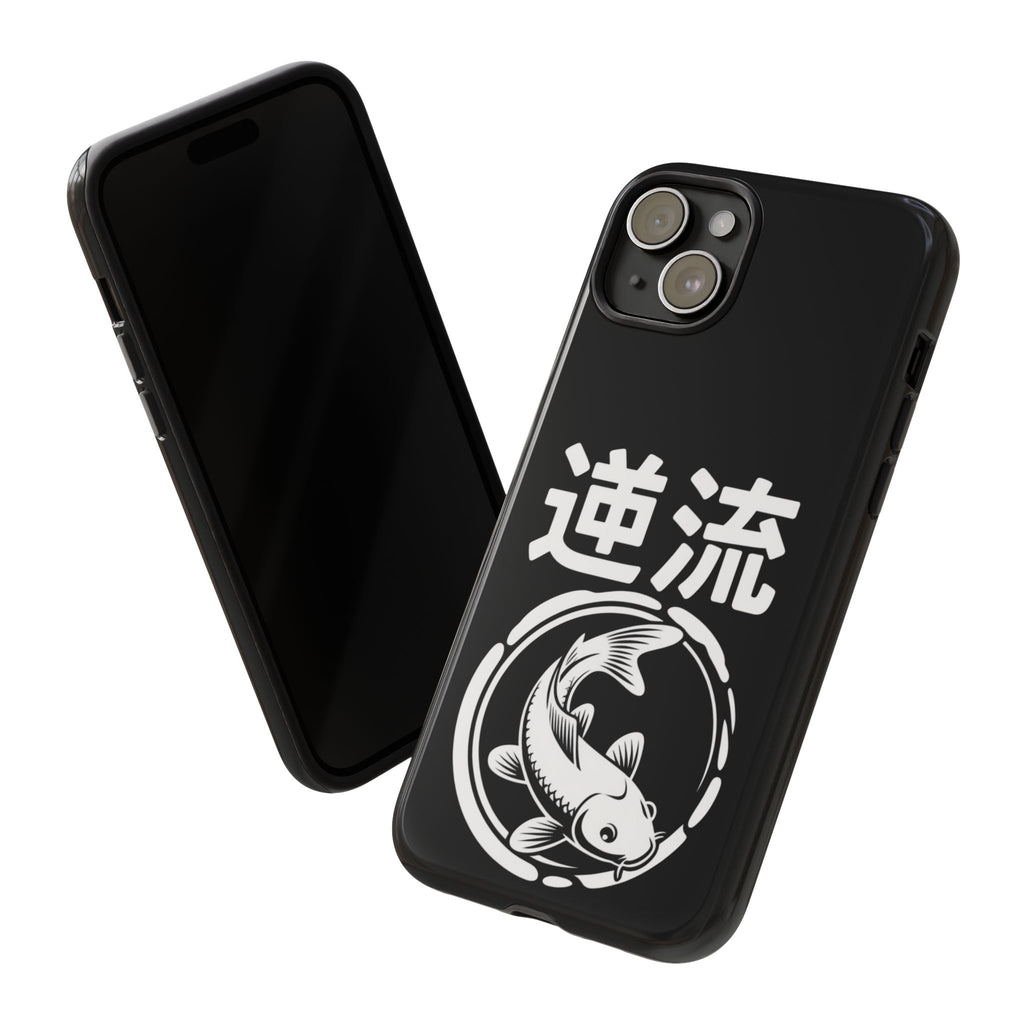 Koi '逆流' Tough Phone Case — Black Protective iPhone Cover - 80s Design