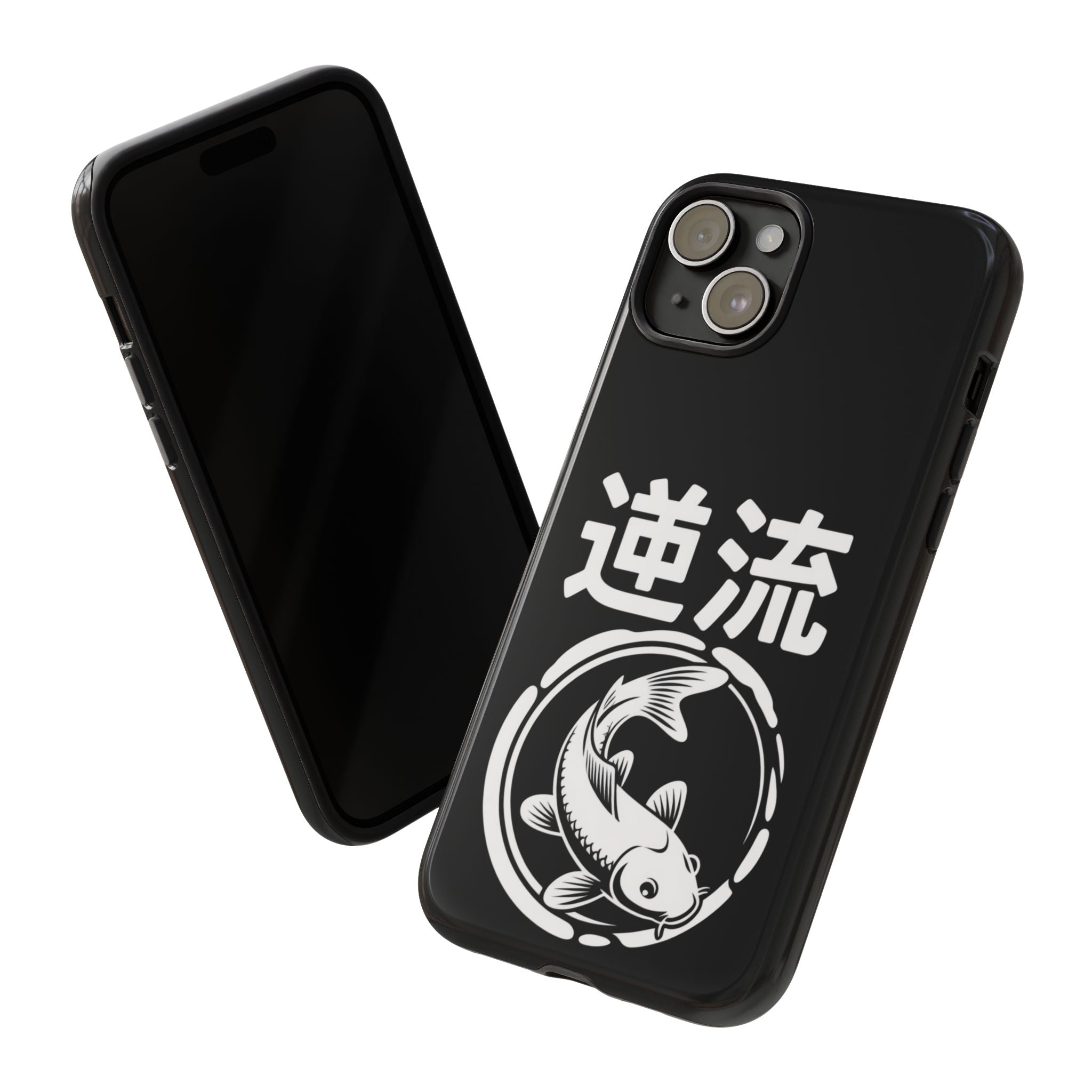 Koi '逆流' Tough Phone Case — Black Protective iPhone Cover - 80s Design