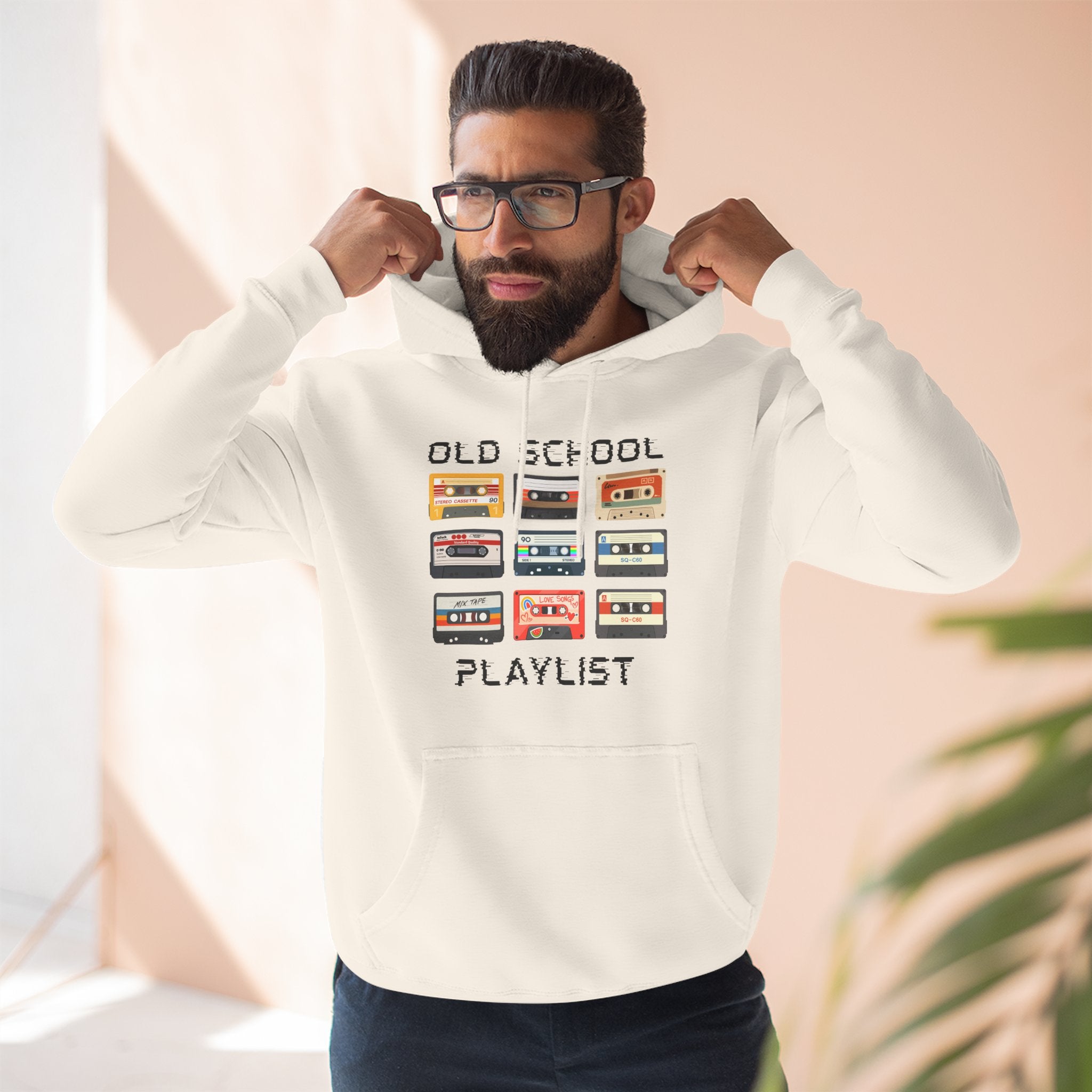 Old School Playlist Hoodie — Retro 80s Cassette Tape Graphic Pullover
