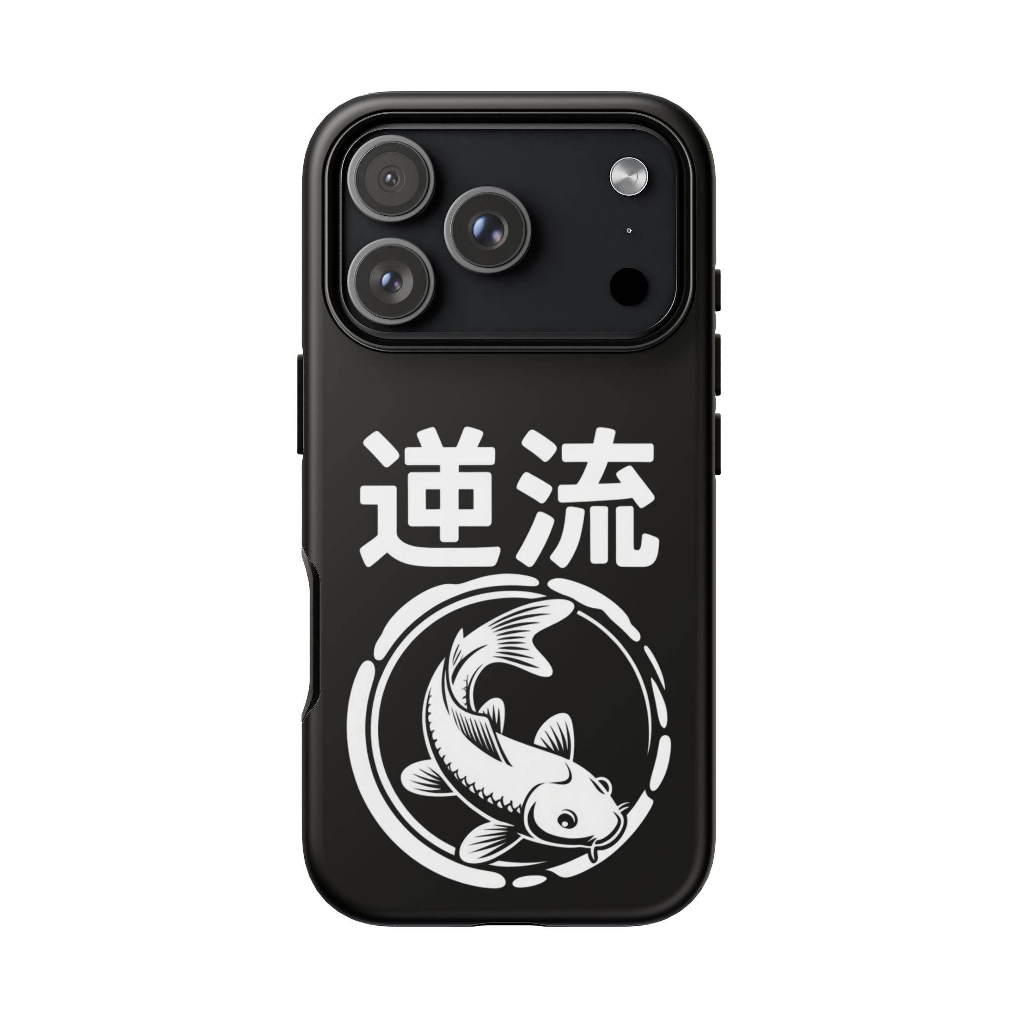 Koi '逆流' Tough Phone Case — Black Protective iPhone Cover - 80s Design