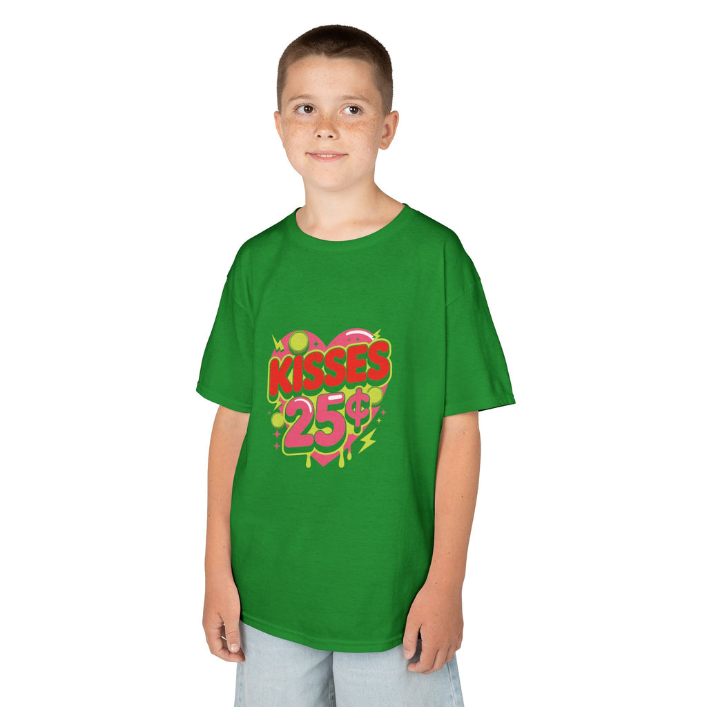 Kids T-Shirt — "Kisses 25" Retro Valentine Heart Tee 80s Retro