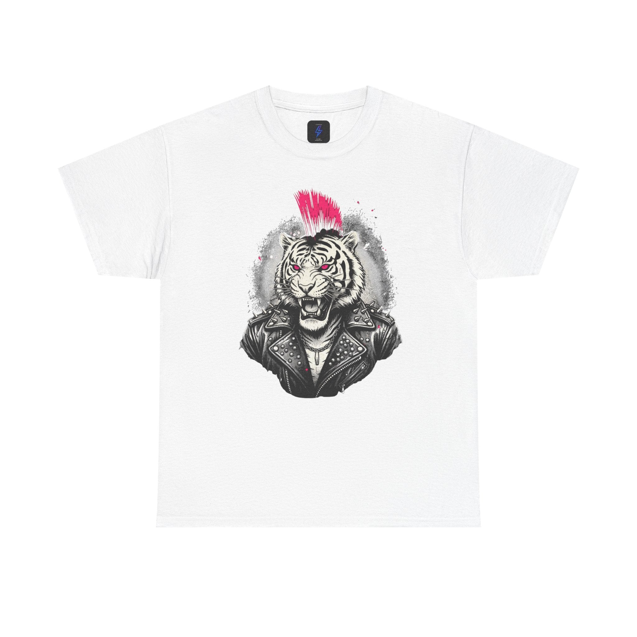 Punk Rock Tiger T-Shirt — Mohawk Tiger Graphic Tee 80's Fashion Rebel