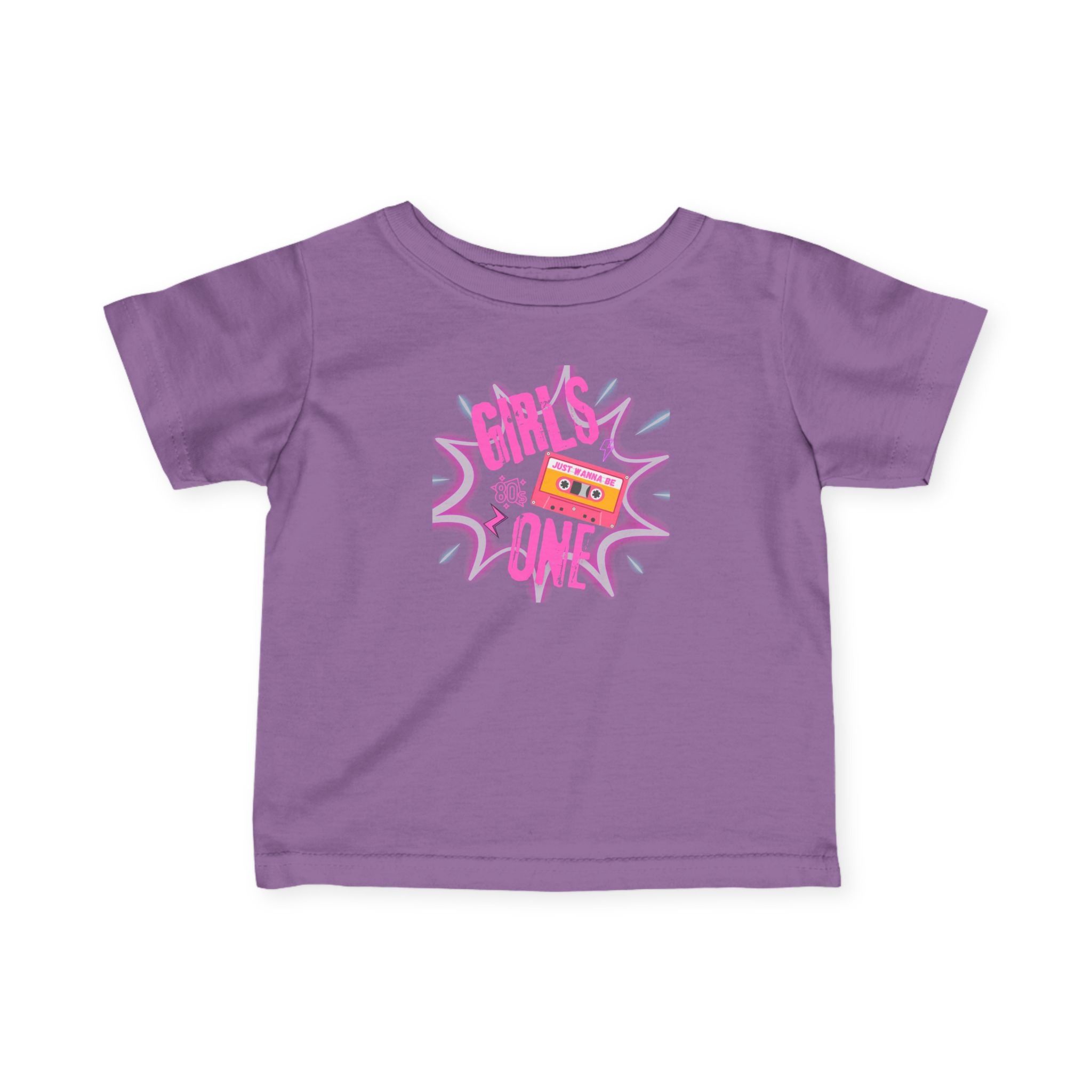 Girls One Infant Tee — 'Girl's One' Retro Cassette Baby T‑Shirt, First Birthday Outfit
