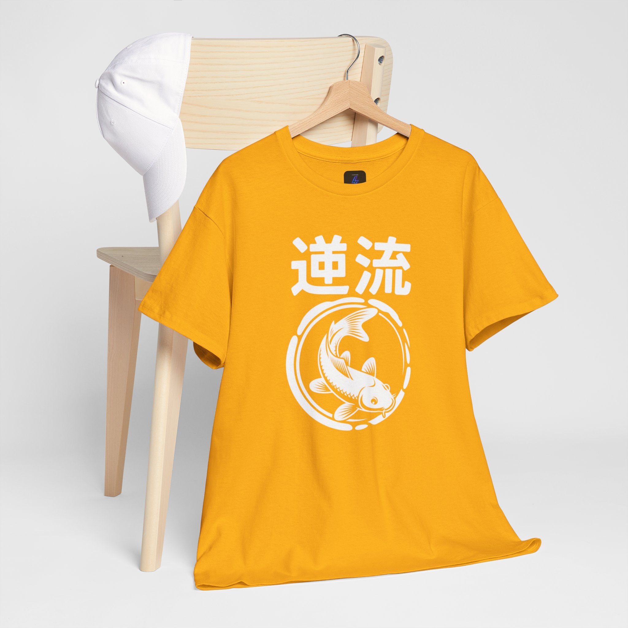 Koi Reverse Flow Tee — Japanese Kanji 逆流 Fish Graphic T-Shirt Retro Style